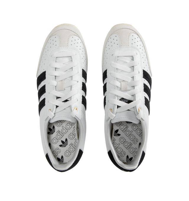 Image 5 of 5 - WHITE - Adidas Japan Sneakers are a lace-up style with leather uppers, EVA midsoles, molded heels, low-profie design, double-stitched T-toes and rubber gum soles. Reissued vitage design from a 1964 trainer that appeared in a catalog for that year's global sporting event held in Japan. Unisex style in men's sizing.