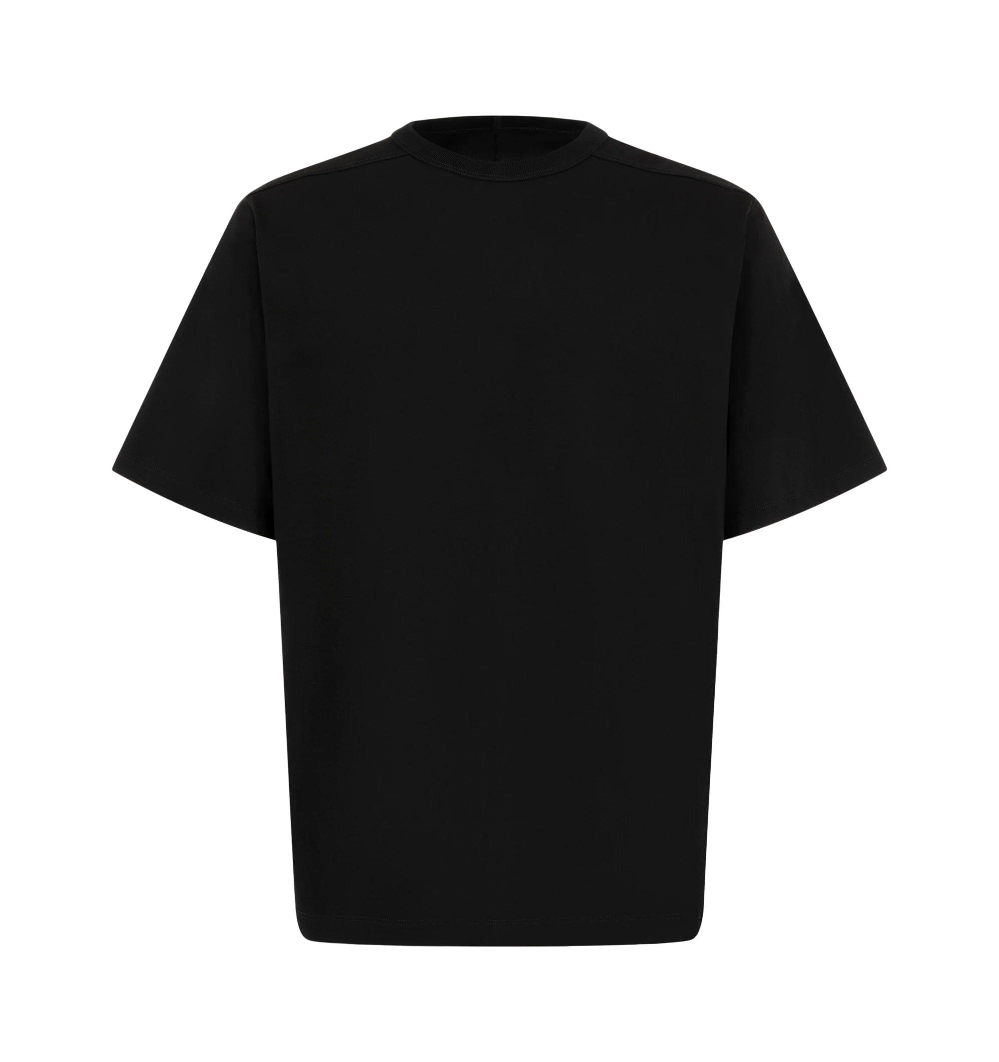 Image 1 of 2 - BLACK - Rick Owens Mens Brad T-Shirt is crafted from mediumweight organic cotton jersey. Features a below-hip length, classic square-cut fit, crew neckline with ribbed trim, short sleeves, level shoulder seams, and signature center back seam. Main Material: 100% Organic Cotton. Made in Italy.