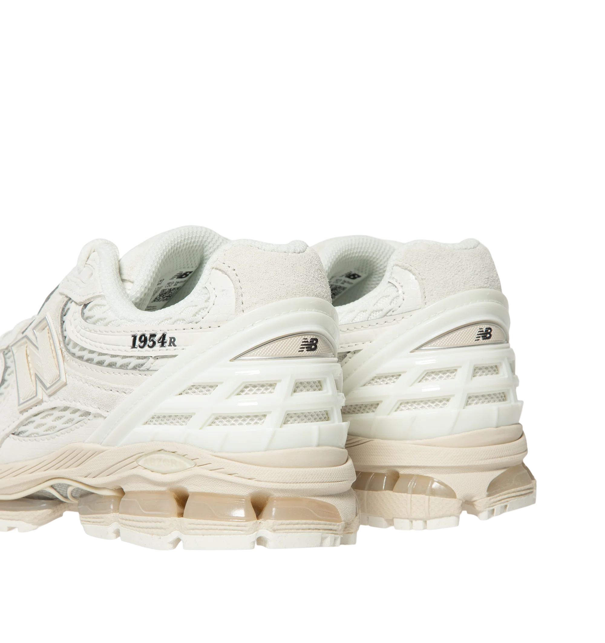 Image 3 of 5 - WHITE - New Balance 1954R Unisex Sneakers feature a suede and mesh upper inspired by the 2002 and 1906 models, combining breathable mesh with synthetic and pig suede overlays. ABZORB midsole cushioning absorbs impact through a combination of cushioning and compression resistance, while a traditional lace-up closure provides an adjustable fit. Upper: Synthetic, Mesh, and Pig Suede.