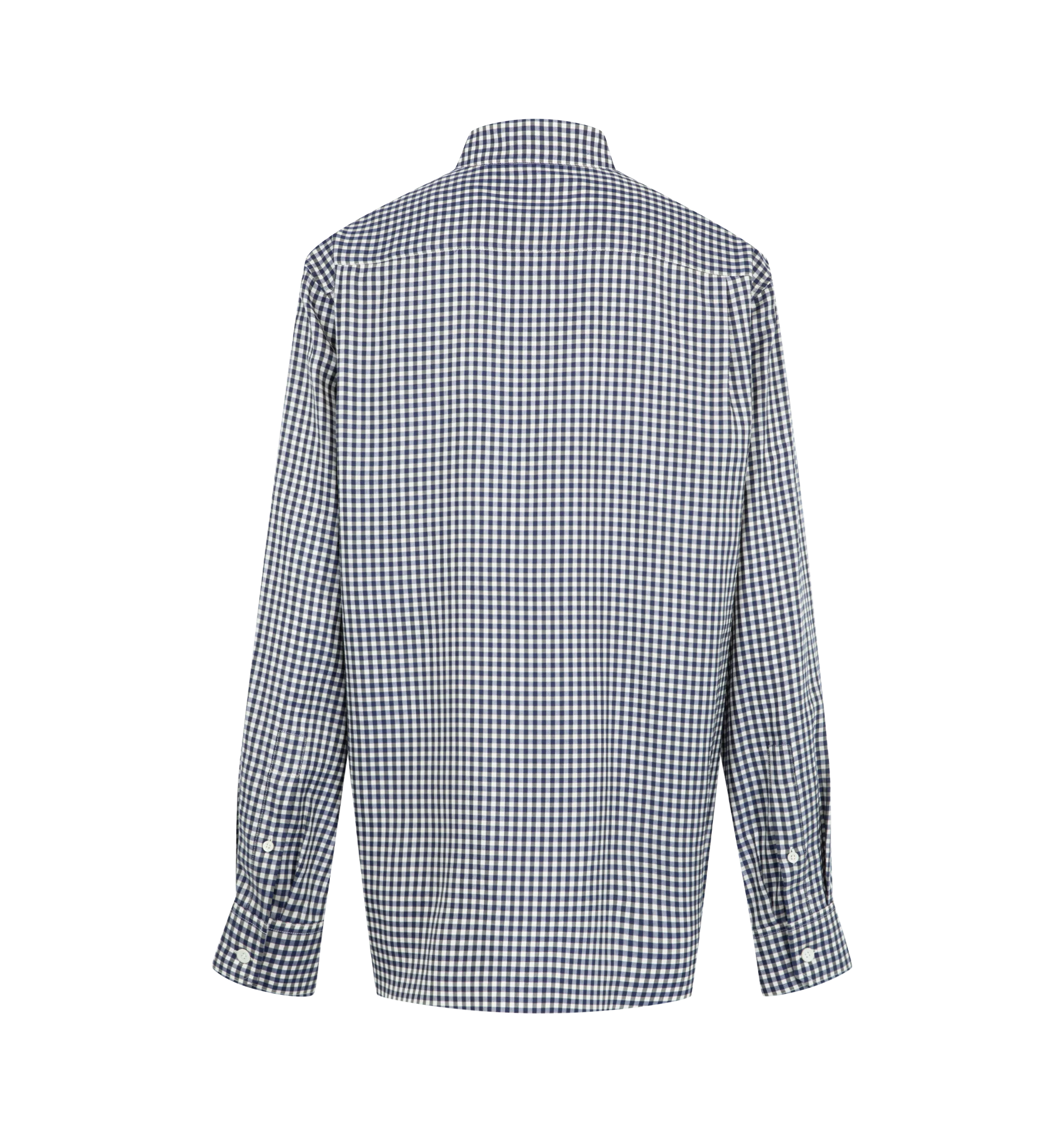Image 2 of 3 - BLUE - Loewe Women's Shirt in Silk is crafted from lightweight checked silk twill and features a contrasting micro-check pattern at the under collar and inside cuffs. Designed in a regular fit with a regular length, this button-front style is finished with Double L embroidery at the front. Main Material: 100% Silk. Made in Italy.