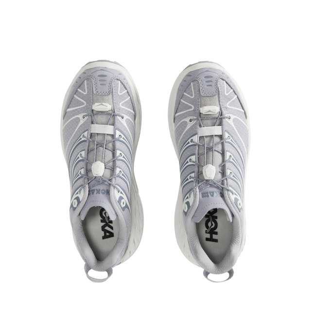 Image 5 of 5 - GREY - HOKA Stinson EVO GTX Sneaker featuring ripstop upper, nubuck toe and heel overlays, waterproof GORE-TEX bootie construction, reflective webbing heel pull, speed-lace system and secondary lace option.