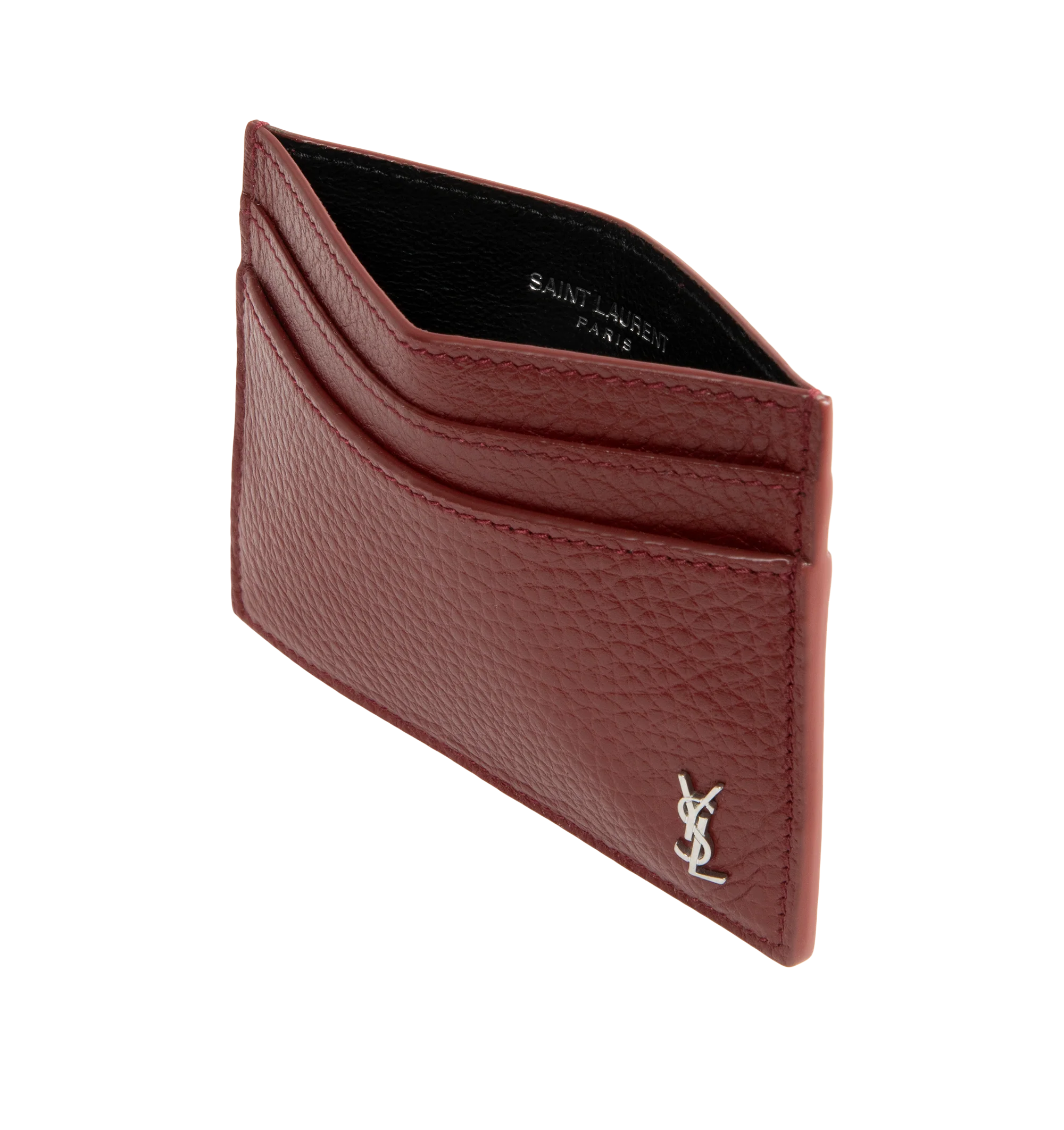 Image 3 of 3 - RED - Saint Laurent Mens Card Holder is crafted from leather. Features multiple card slots and gold-tone hardware. Dimensions: 10.5  7.5 cm. Main Material: Leather; Hardware: Gold-Tone Metal. Made in Italy. 