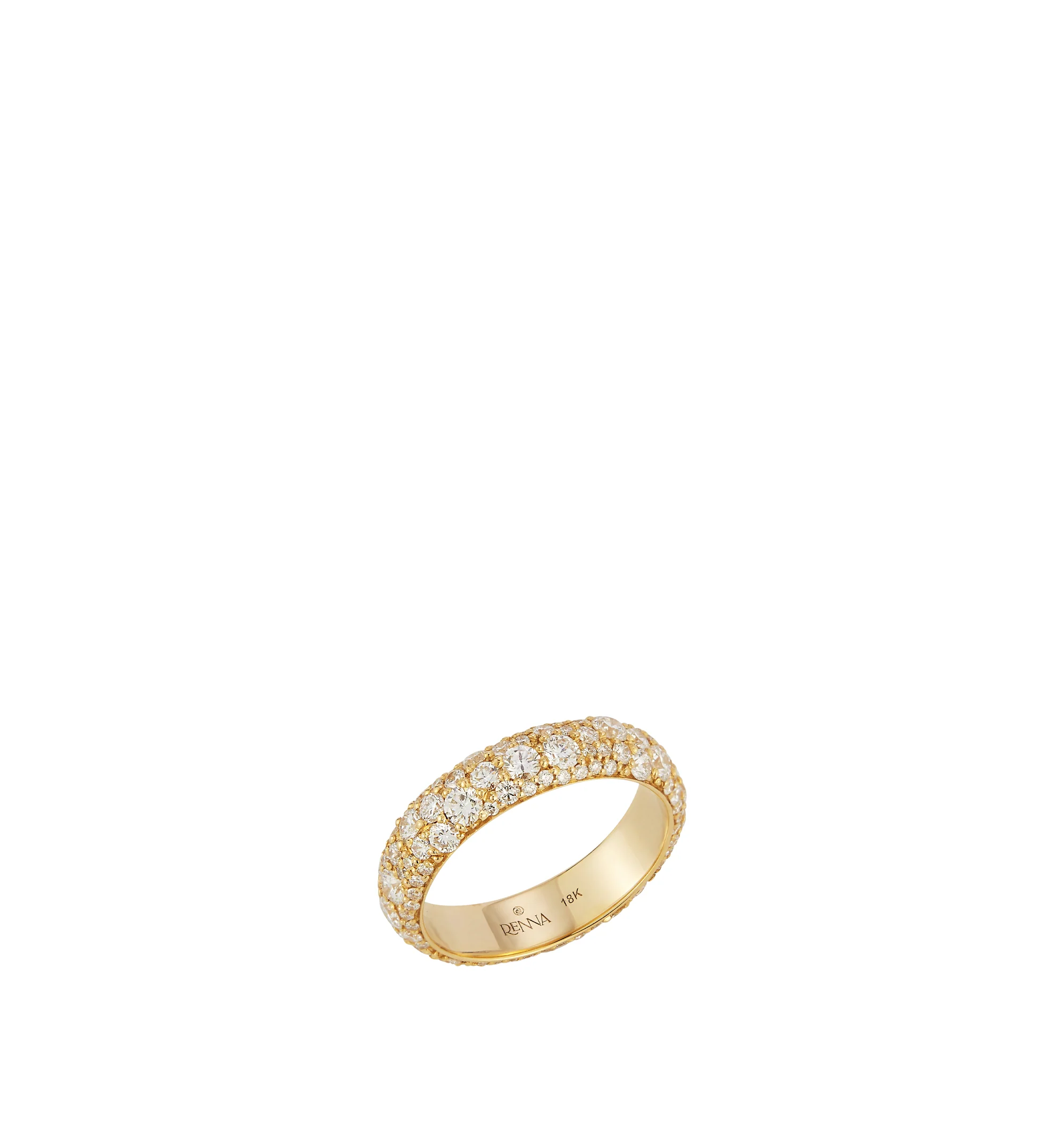 Image 2 of 2 - GOLD - Renna Women's Tidepool Ring is crafted in 18K yellow gold and features varying sizes of brilliant diamonds arranged in a cobblestone-inspired design that reflects the natural beauty of smooth stones found in a tidepool. This designer fine jewelry ring combines exceptional craftsmanship with timeless elegance, creating a striking statement piece for everyday wear or special occasions. Main Material: 18K Yellow Gold. Gemstones: Approximately 2.60 Carats Diamonds (based on size 7; diamond 