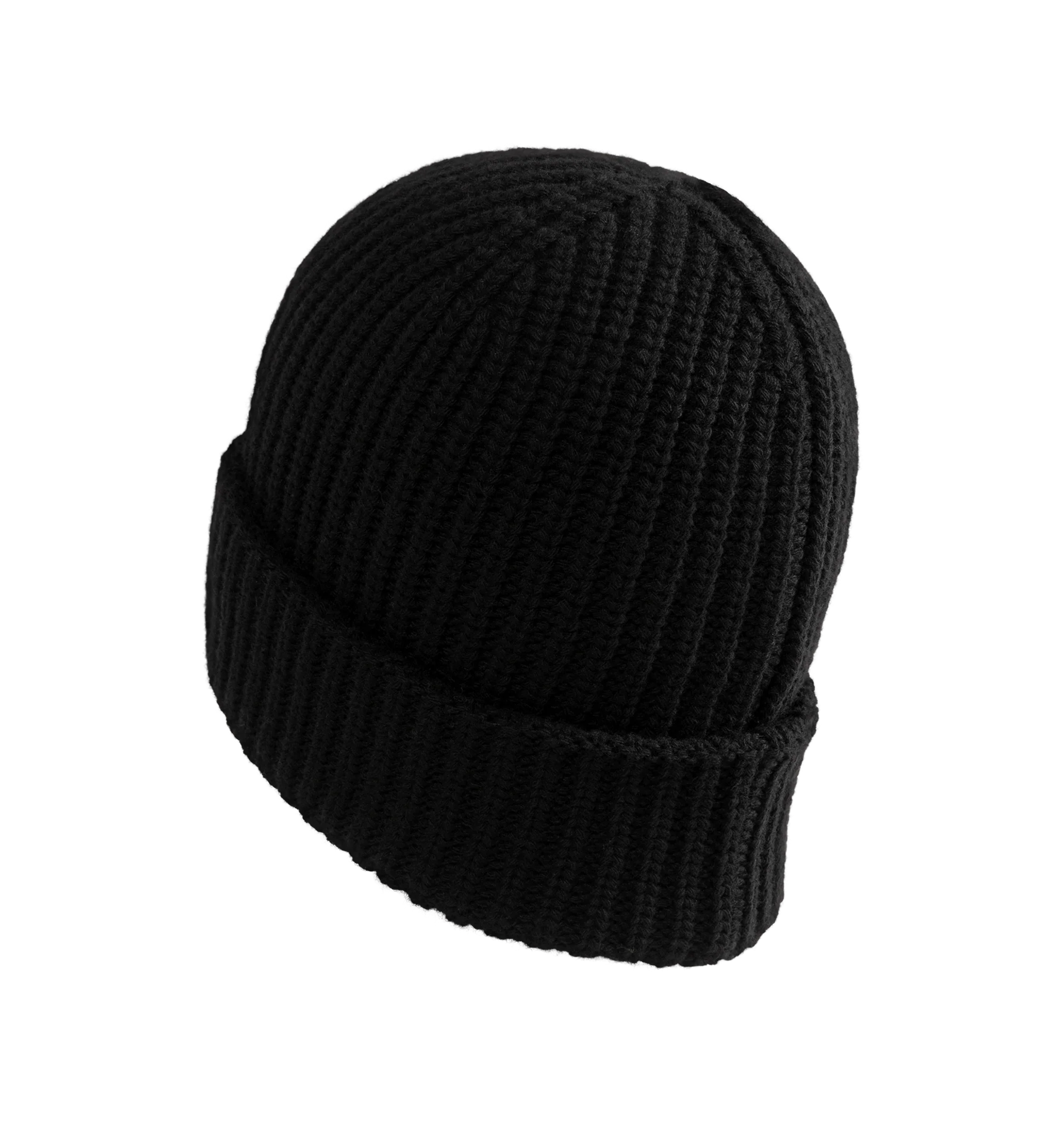 Image 2 of 2 - BLACK - Moncler Women's Leather Logo Cashmere Beanie is crafted from luxurious cashmere, offering exceptional softness, warmth, and lightweight comfort. Finished with a signature leather logo patch, this refined cold-weather accessory delivers timeless style and understated sophistication. Material: 100% Cashmere