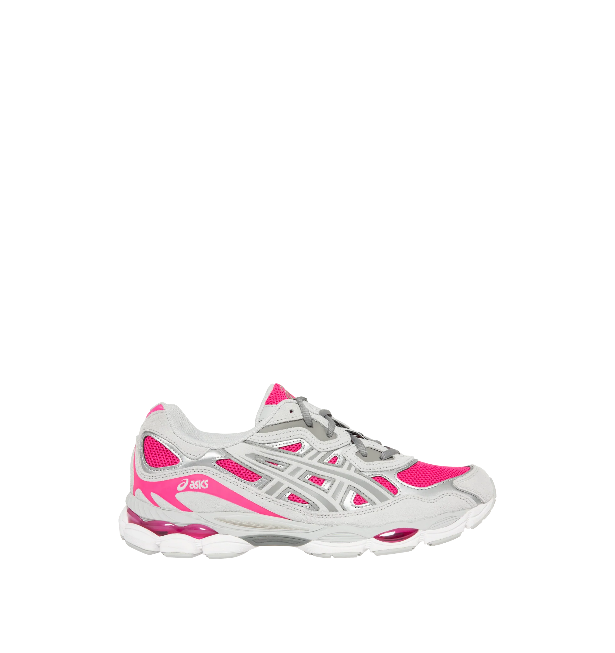 Image 1 of 5 - PINK - Asics Men's Gel-NYC Polar Sneaker featuring lace up closure, layered upper construction, rearfoot and forefoot GEL technology, suede and synthetic and fabric upper, fabric lining and rubber sole.