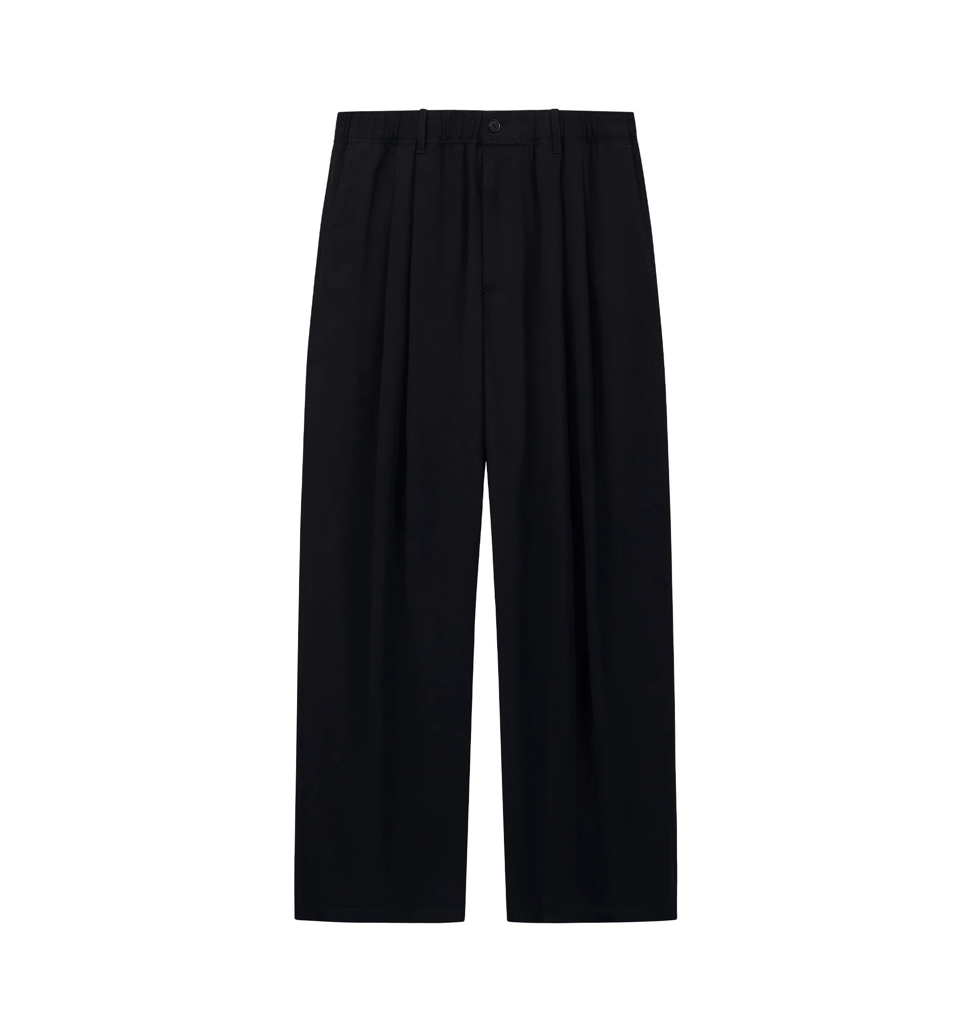 Image 1 of 1 - BLACK - Giorgio Armani Men's Pleated Wool Trouser is crafted from a refined viscose and virgin wool blend, offering a soft feel, elegant drape, and lasting comfort. The pleated design adds a touch of timeless sophistication, making it a versatile addition to a modern wardrobe. Fabric: 59% Viscose, 41% Virgin Wool
