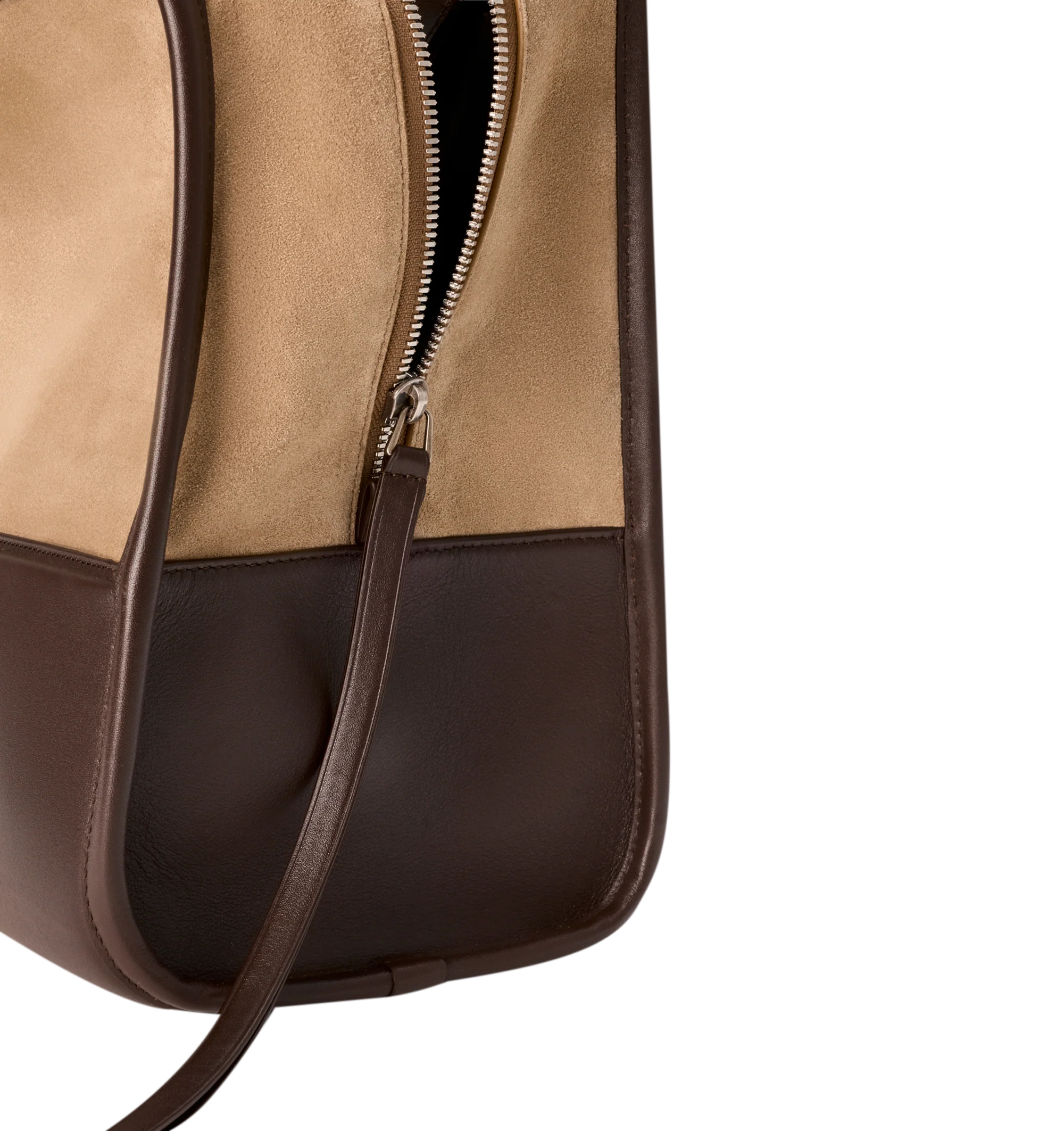 Image 12 of 16 - BROWN - Loewe Mens Amazona 180 XL Bag is crafted from suede with soft calfskin details. Features a relaxed silhouette, single toron top handle, removable shoulder handle, adjustable crossbody strap, zip closure with two leather pullers, two compartments with concealed magnetic closure, interior flat pocket, side D-ring, suede and nappa lambskin lining, palladium-tone hardware, and embossed LOEWE and Double L branding. Dimensions: 40 31 16 cm; Strap Length: 105133 cm; Strap Drop: 4761 cm;