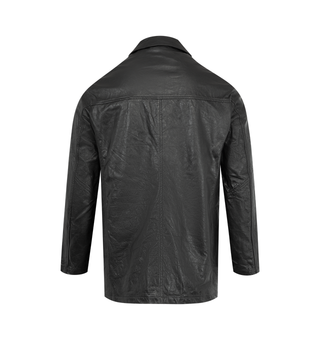Image 2 of 2 - BLACK - GIORGIO BRATO Leather Blazer featuring button closure, welt pockets with flap and notched lapel. 100% lamb leather. Made in Italy. 