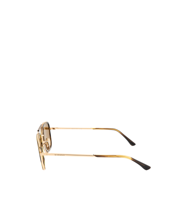 Image 2 of 3 - BROWN - GIVENCHY Day Sunglasses featuring combi sunglasses in acetate and metal, day line, square shape, double bridge, adjustable nose pads and GIVENCHY signature on the temples. 100% UVA/UVB protection. 100% metal. 100% acetate. Made in Italy.