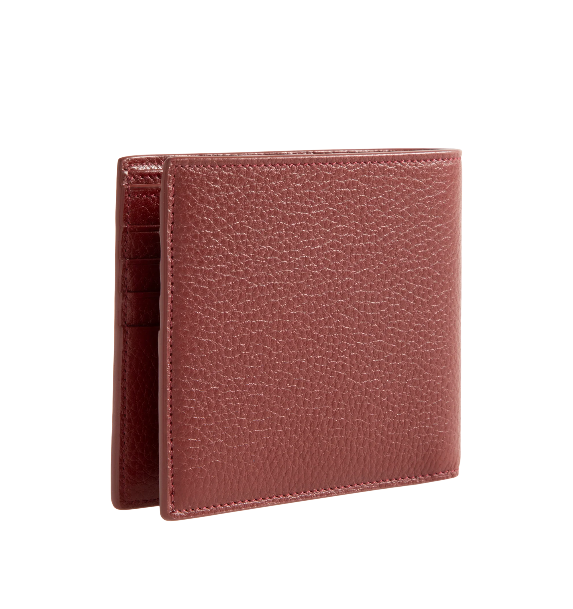 Image 2 of 3 - RED - Saint Laurent Mens Wallet is crafted from black leather. Features a classic bifold silhouette, interior card slots and bill compartment, silver-tone hardware, and embossed Saint Laurent logo. Main Material: 100% Leather. Made in Italy.