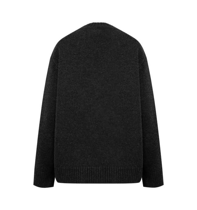 Image 2 of 2 - GREY - THE ROW Milou Cardigan featuring boxy v-neck cardigan in soft midweight cashmere with three front pockets, ribbed neckline, cuffs, and hem, and front button closure. 100% cashmere. Made in Italy.