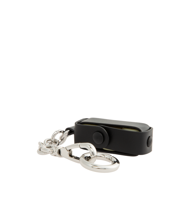 Image 2 of 3 - BLACK - MAISON MARGIELA Dice Keyring featuring smooth calfskin, compact leather case printed with our signature, contains a trio of dice, secured with a press-stud closure and a silver-tone chain and clasp.