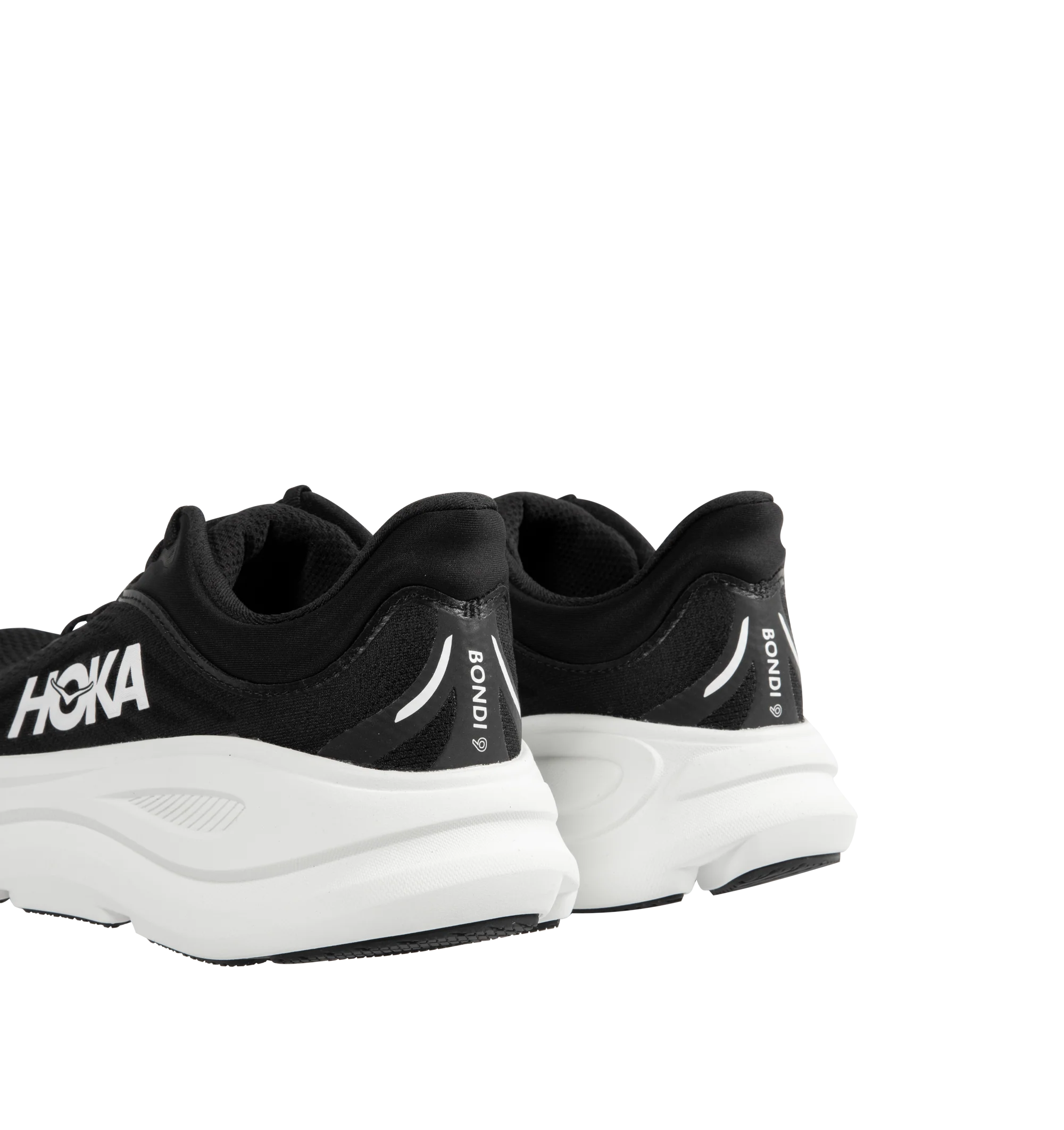 Image 3 of 5 - BLACK - HOKA M Bondi 9 Sneaker featuring engineered mesh upper with rubber sole, lace-up front, foamed EVA midsole and increased stack height for maximum cushioning, zonal breathability, reflective detailing and cushioned tongue and collar. 