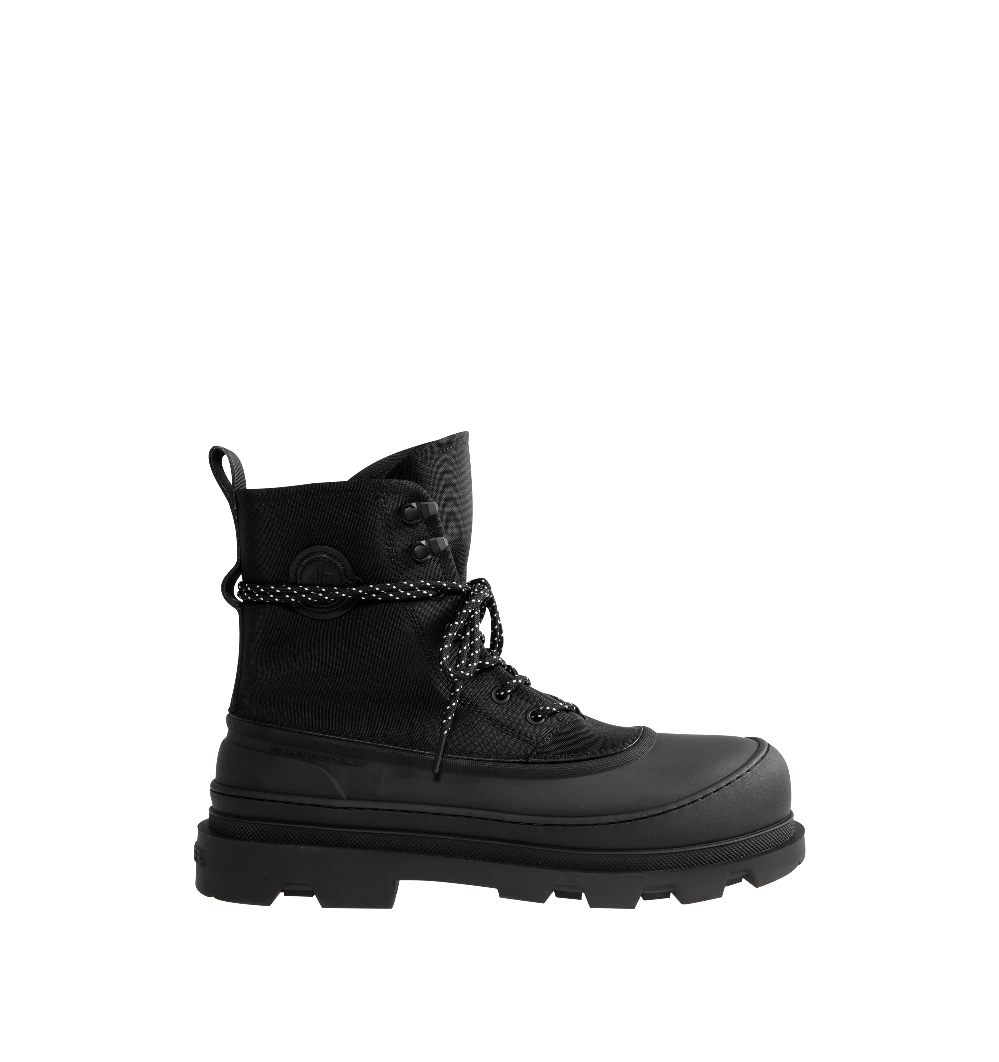Image 1 of 4 - BLACK - Moncler Vera Sheal Lace-Up Boots combine refined craftsmanship with technical performance for everyday versatility. Designed in a sleek ankle-boot silhouette, these lace-up boots deliver lasting comfort, durability, and modern sophistication, making them an elevated choice for both urban and outdoor settings. UPPER: 100% Elastodiene; UPPER: 65% Polyamide / Nylon, 35% Polyester; LINING: 100% Polyester; SOLE: 100% Elastodiene.