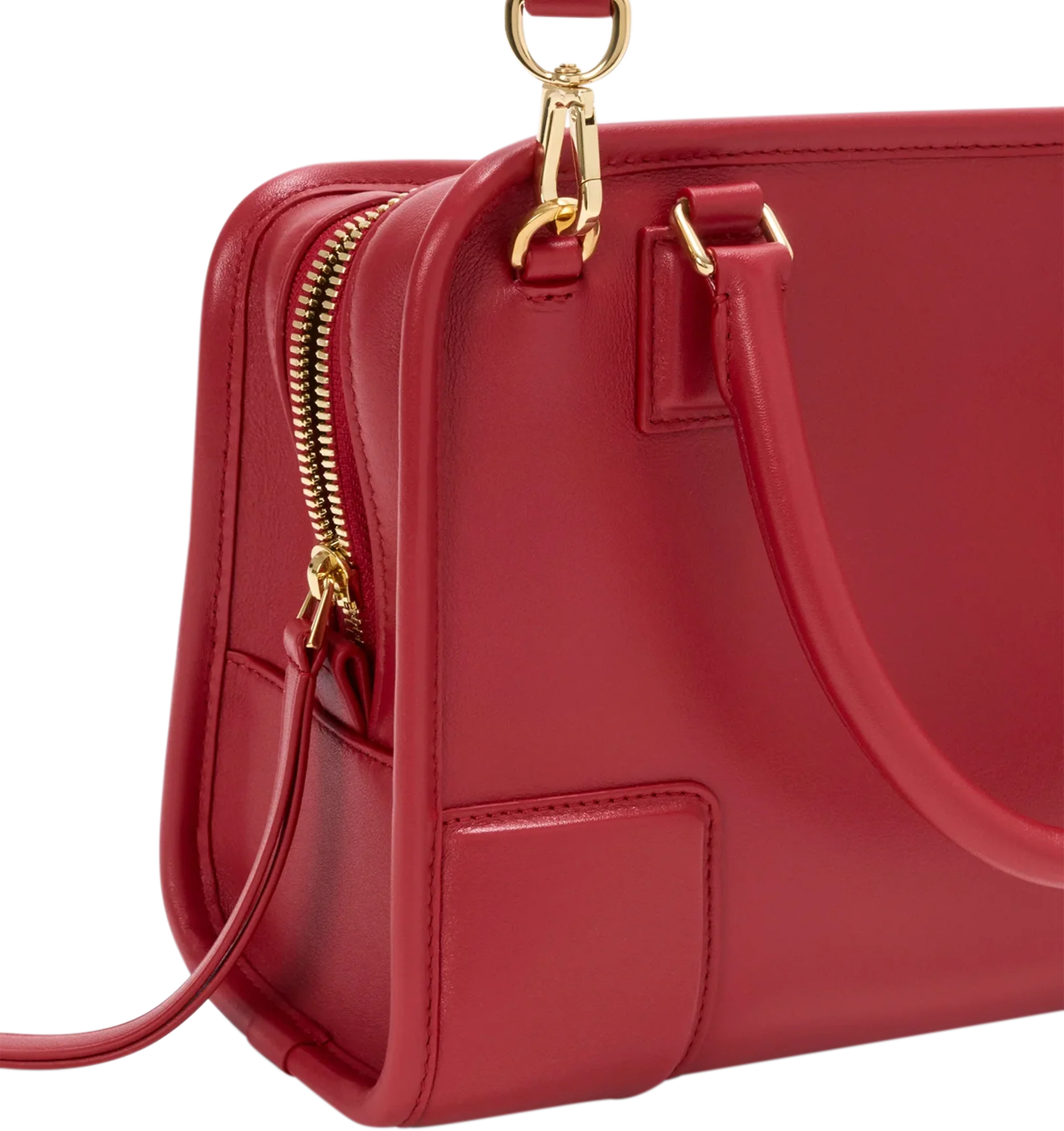 Image 15 of 18 - RED - Loewe Small Amazona 180 Bag in leather features a relaxed silhouette anchored by a single toron top handle, designed to be carried open, while a concealed closure secures the main compartment, three carry options: short handle, removable shoulder strap and crossbody, zip closure with two leather zip pullers, two compartments, main compartment closed with magnetic closure, internal flat pocket, left side d-ring for customization, nappa lambskin lining, and embossed double L branding. L