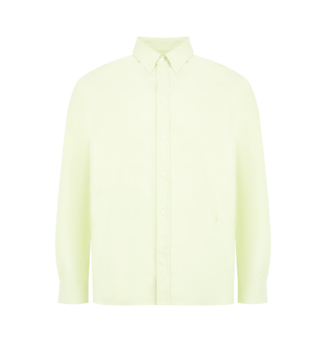Image 1 of 2 - YELLOW - JW ANDERSON Classic Fit featuring tailored fit, long sleeves, button closure, button down collar and tonal anchor embroidery at the chest. 100% cotton.
