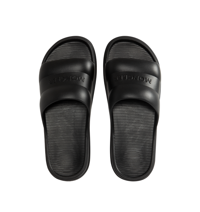 Image 4 of 4 - BLACK - MONCLER Altive Slides featuring logo toe strap and EVA sole. 100% elastodiene. 