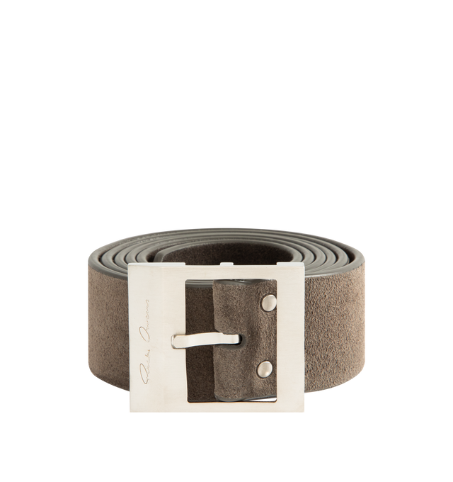 Image 1 of 2 - BROWN - RICK OWENS Stooges Belt featuring buckle fastening, adjustable length, branded buckle and silver-toned hardware. Width 4.5cm. 100% leather. Made in Italy.