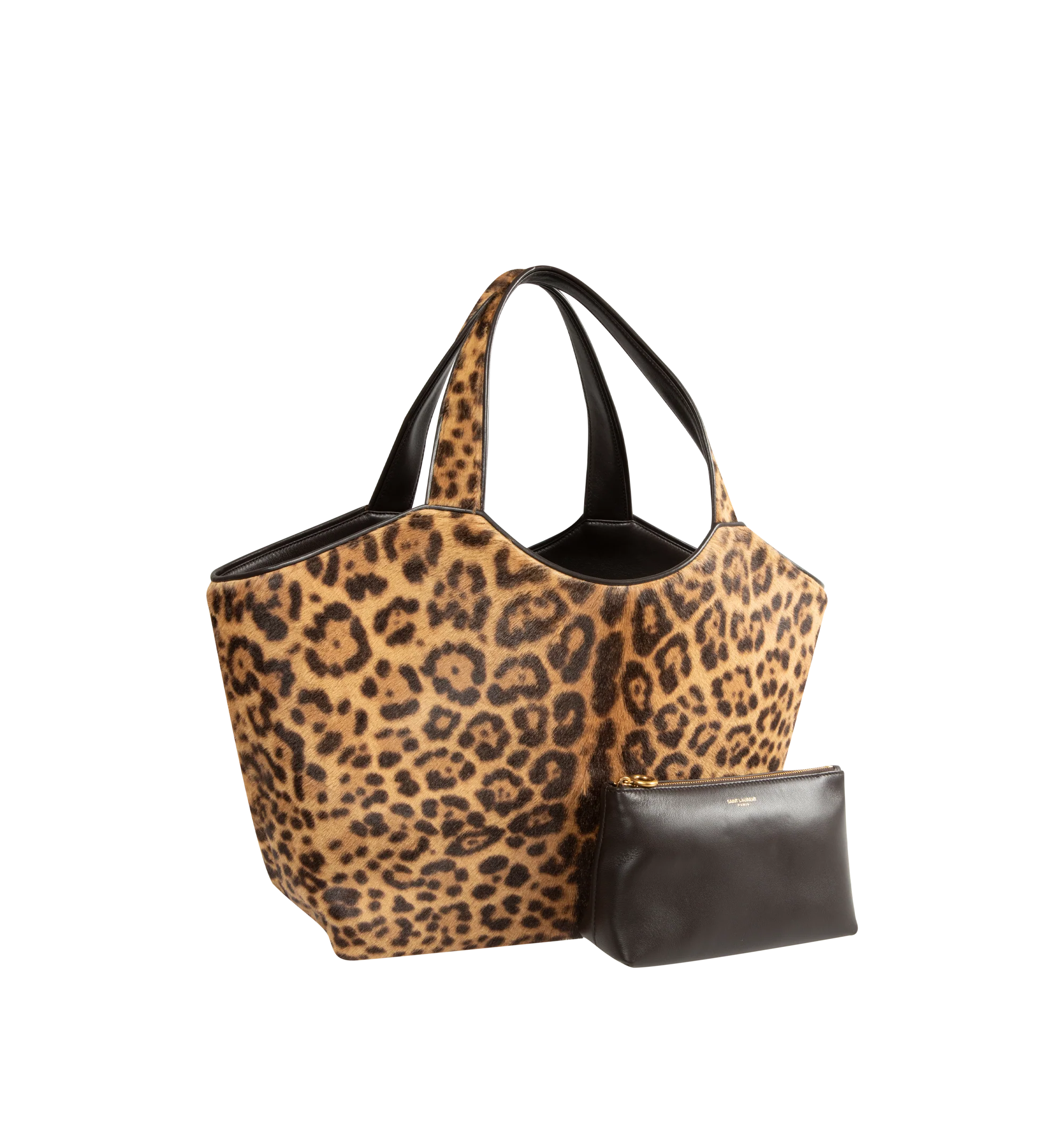 Image 2 of 3 - MULTI - Saint Laurent Icare Medium in Pony Hair Leather is crafted from leopard-print pony hair calfskin and features the houses iconic Icare silhouette in a versatile medium size. Designed for multiple carrying options, this spacious handbag is finished with leather lining and bronze-tone hardware. Fits a large phone, wallet, keys, and everyday essentials. Main Material: Calfskin. Hardware: Brass. Lining: Leather. Dimensions: 31-46 x 28 x 5-15 cm / 12.2-18.1 x 11 x 2-5.9 in. Handle Drop: 20  