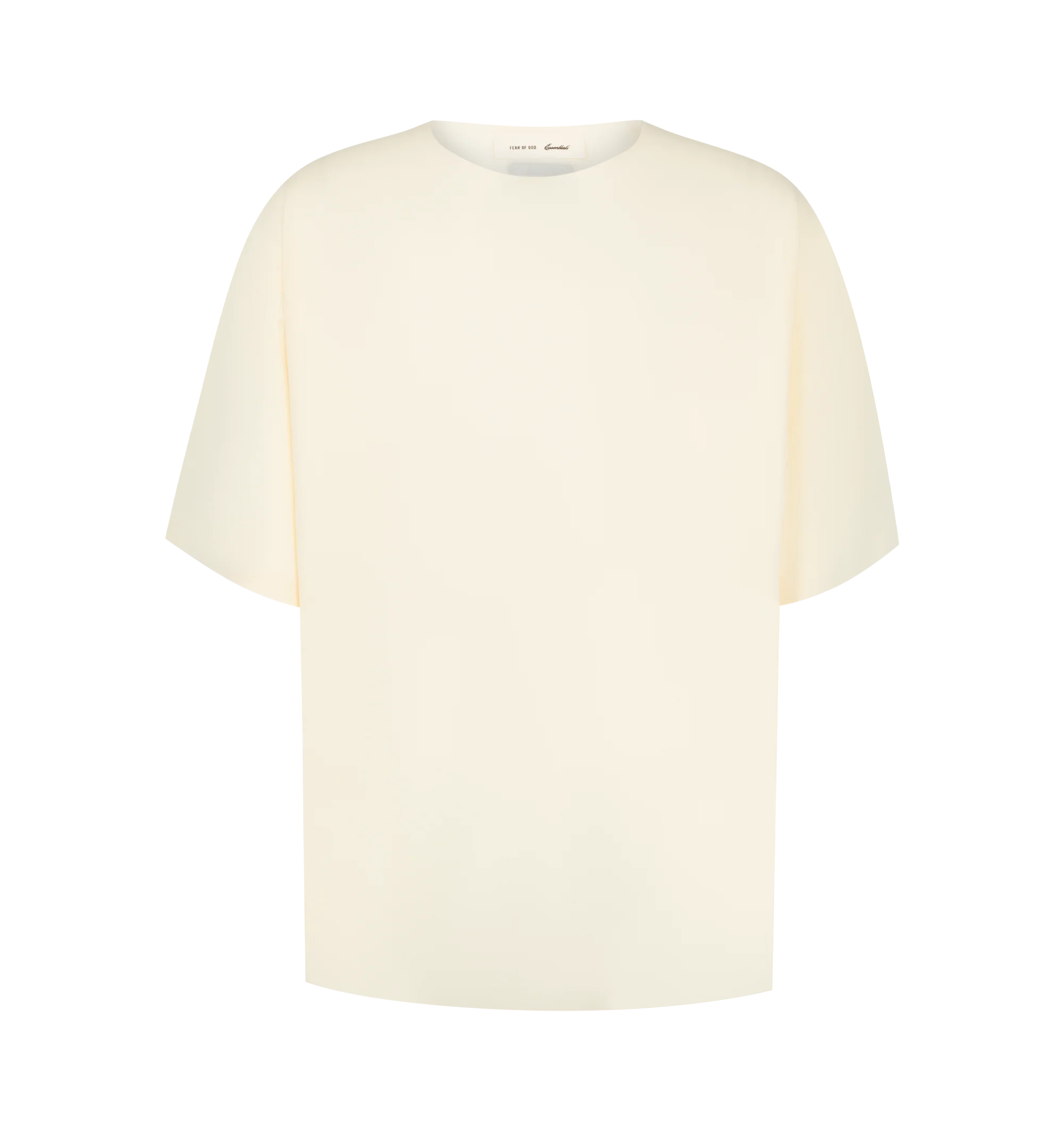 Image 1 of 2 - NEUTRAL - The Fear Of God Men's Modern Tee is crafted from 180GSM Ponte jersey and designed in a relaxed fit with dropped shoulders and 3/4-length sleeves. Details include a rib-knit collar and Essentials signature label at the center front.