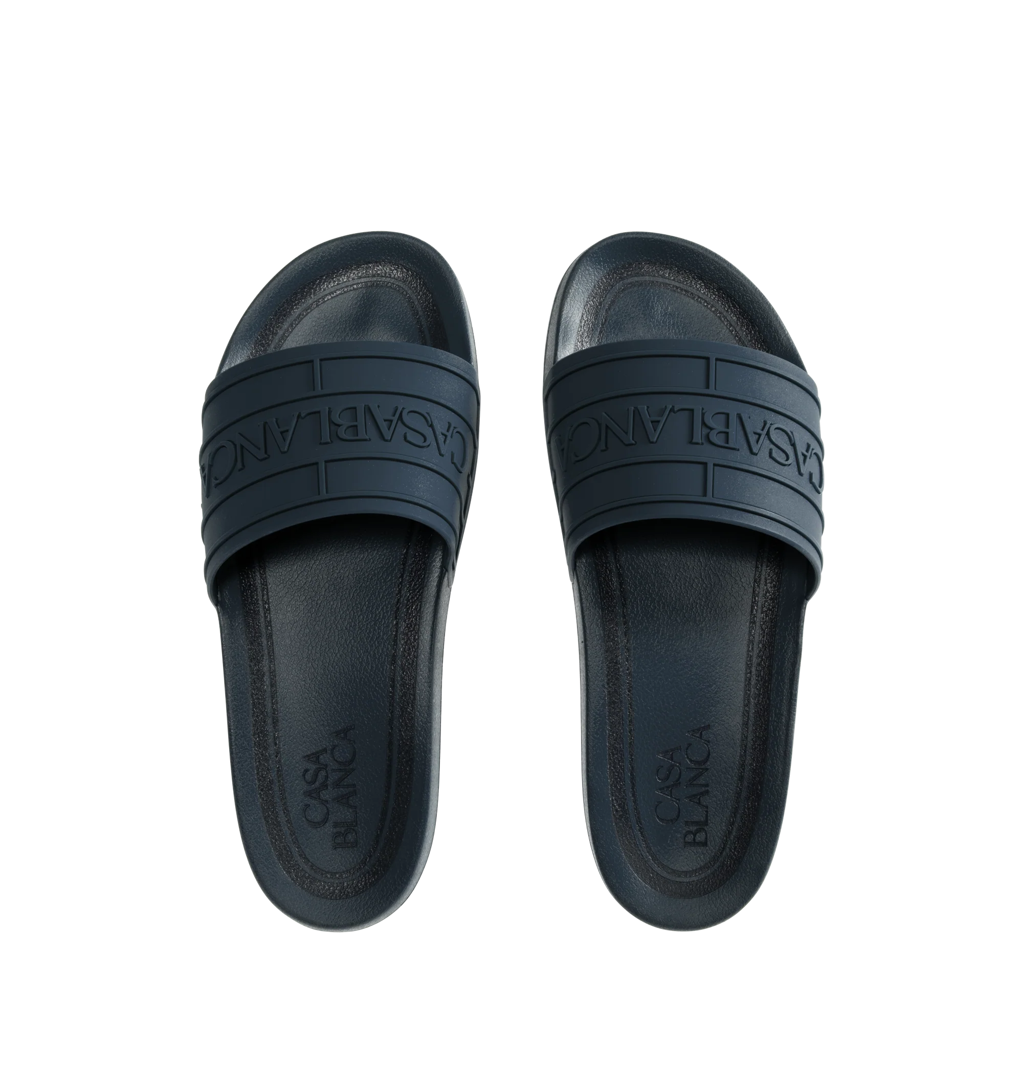 Image 4 of 4 - BLUE - CASABLANCA Logo Pool Slides featuring a slip on design, the house's signature Casablanca logo on its uppers, a sculpted footbed and a textured rubberised sole. 100% rubber. Made in Portugal.