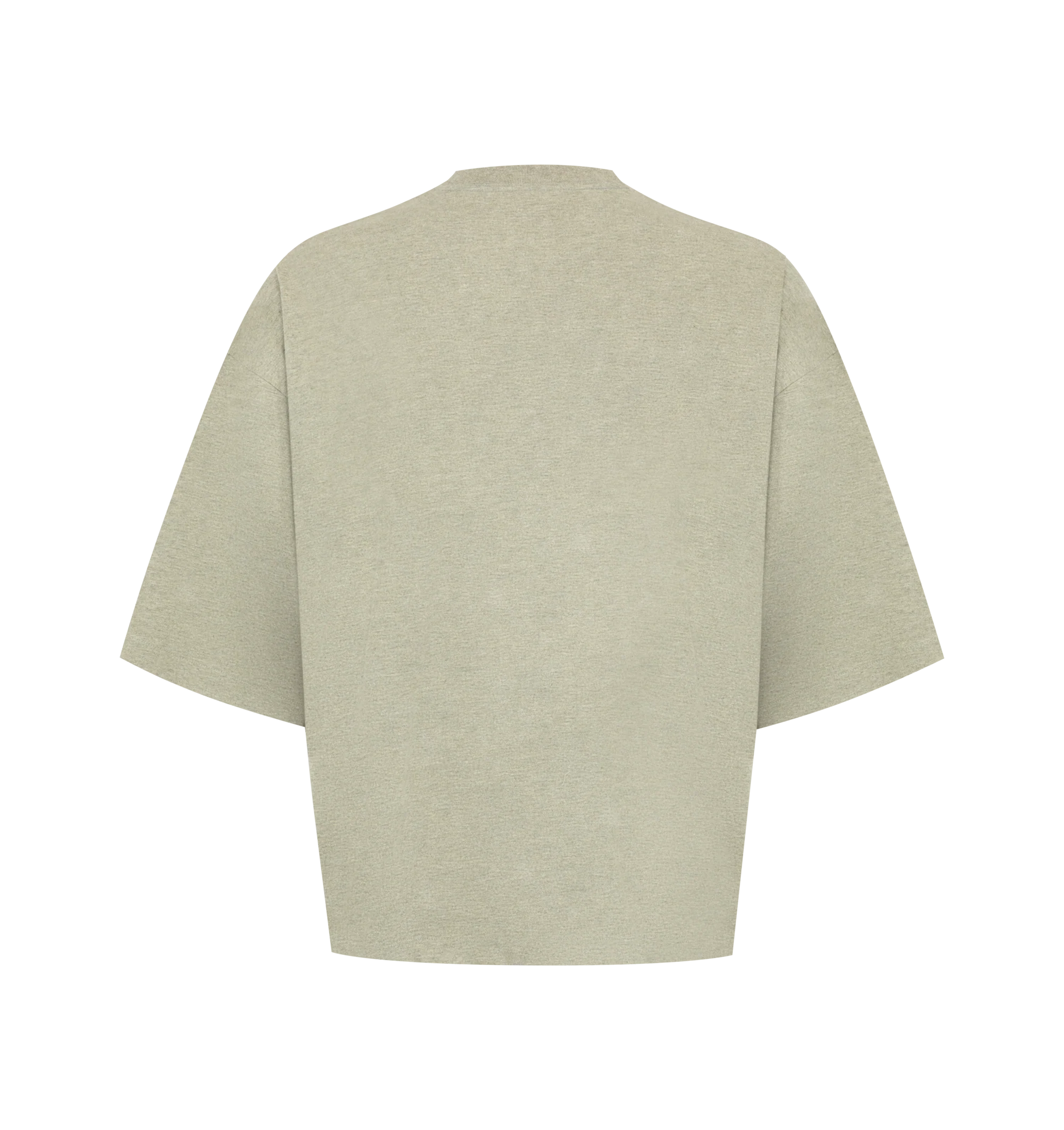 Image 2 of 2 - NEUTRAL - The Fear Of God Men's Merch Tee is crafted from 100% cotton jersey and designed in a boxy, relaxed fit with dropped shoulders and 3/4-length sleeves. Details include a rib-knit collar and Essentials signature label at the center front.