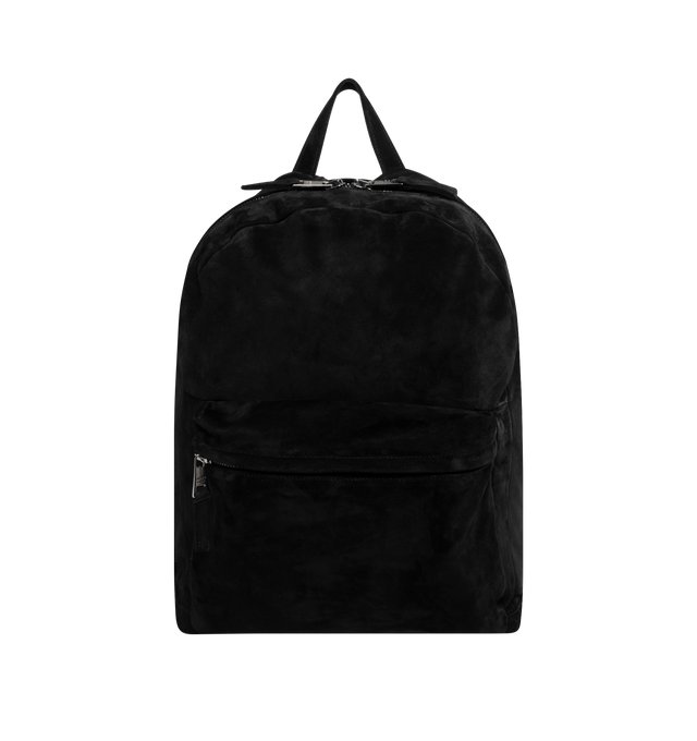 Image 1 of 3 - BLACK - GIORGIO BRATO Backpack featuring top handle, adjustable straps, front zip pocket, internal compartments and zip closure. 100% lambskin.