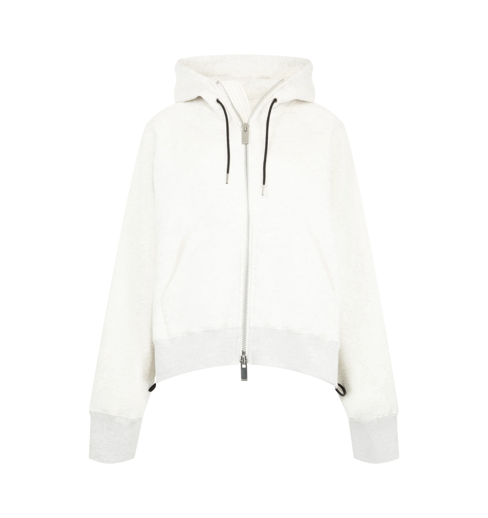 Image 1 of 3 - WHITE - Sacai Womens Cotton Jersey Hoodie is crafted from soft cotton jersey. Features an adjustable drawstring hood, drawstring hem, long sleeves, ribbed cuffs, and a relaxed fit. Main Material: 100% Cotton. Made in Japan.