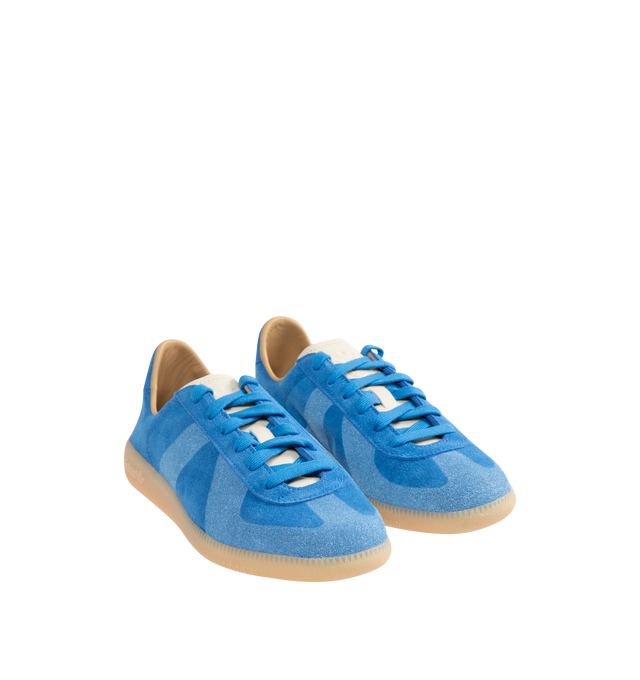 Image 2 of 5 - BLUE - Adidas Mens BW Army Decon Shoes are crafted from leather with premium suede overlays. Features a regular fit, lace-up closure, leather sockliner, rubber outsole, and Trefoil and adidas logo detailing on the tongue, sockliner, and tooling. Upper: Leather with Suede Overlays; Sockliner: Leather; Outsole: Rubber. Made in Vietnam.