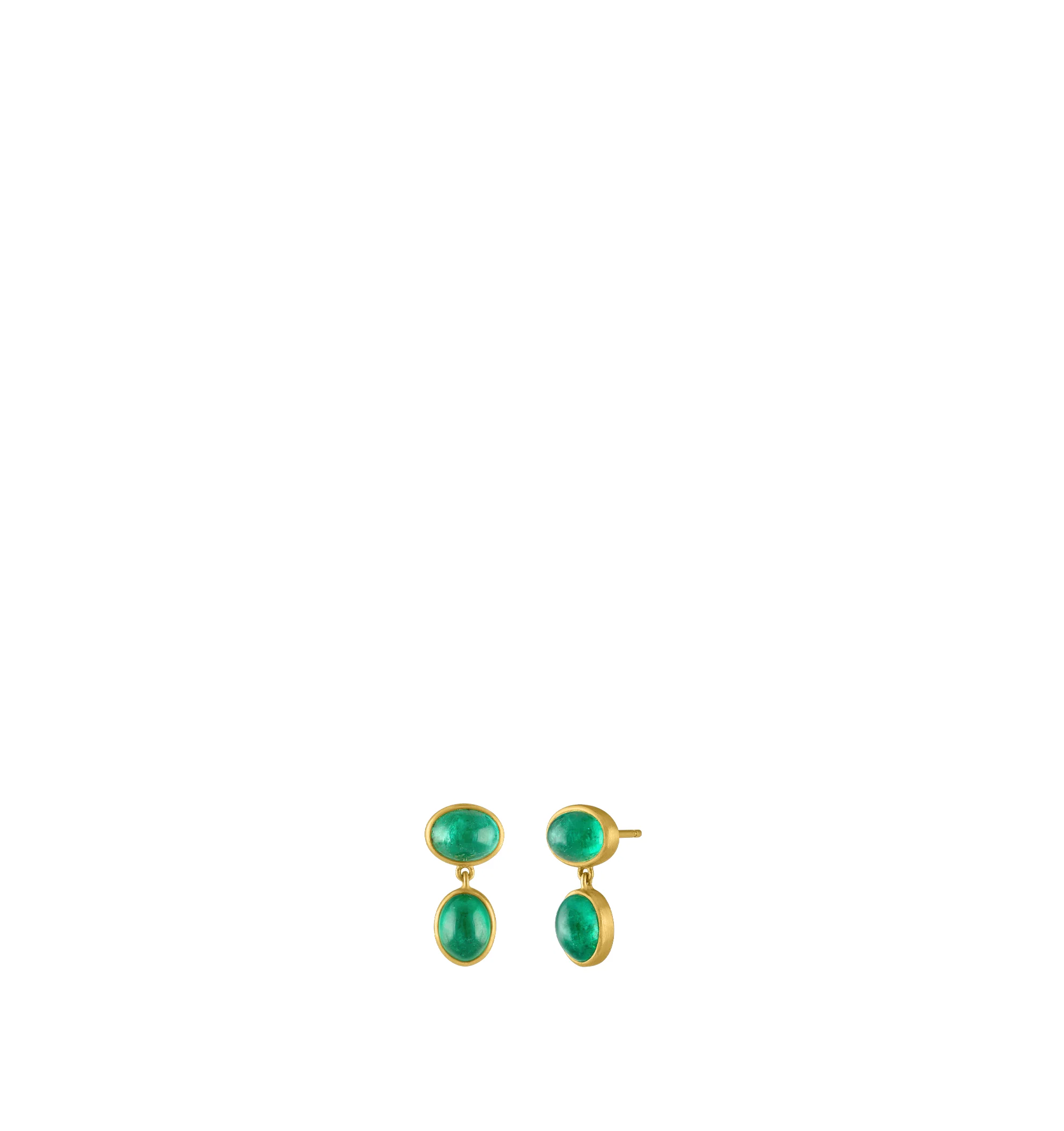 Image 2 of 3 - GREEN - Prounis Amphora Emerald Earrings are handcrafted from 22K yellow gold and feature vibrant emeralds inspired by the elongated silhouette of an ancient Greek amphora in a smaller, everyday design. Dimensions: 18 mm x 9 mm. Handmade in New York. For personal consultation and detailed information about jewelry, please contact our dedicated stylist team at personalshopping@hirshleifers.com.This item may be restricted for online purchase to international clients. For assistance purchasing t