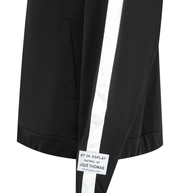 Image 3 of 3 - BLACK - GALLERY DEPT. French Track Jacket featuring high collar, zip closure, logo print on chest, two front pockets, white contrast band on sleeves, large logo print on back and elasticated finishes. 100% polyester.