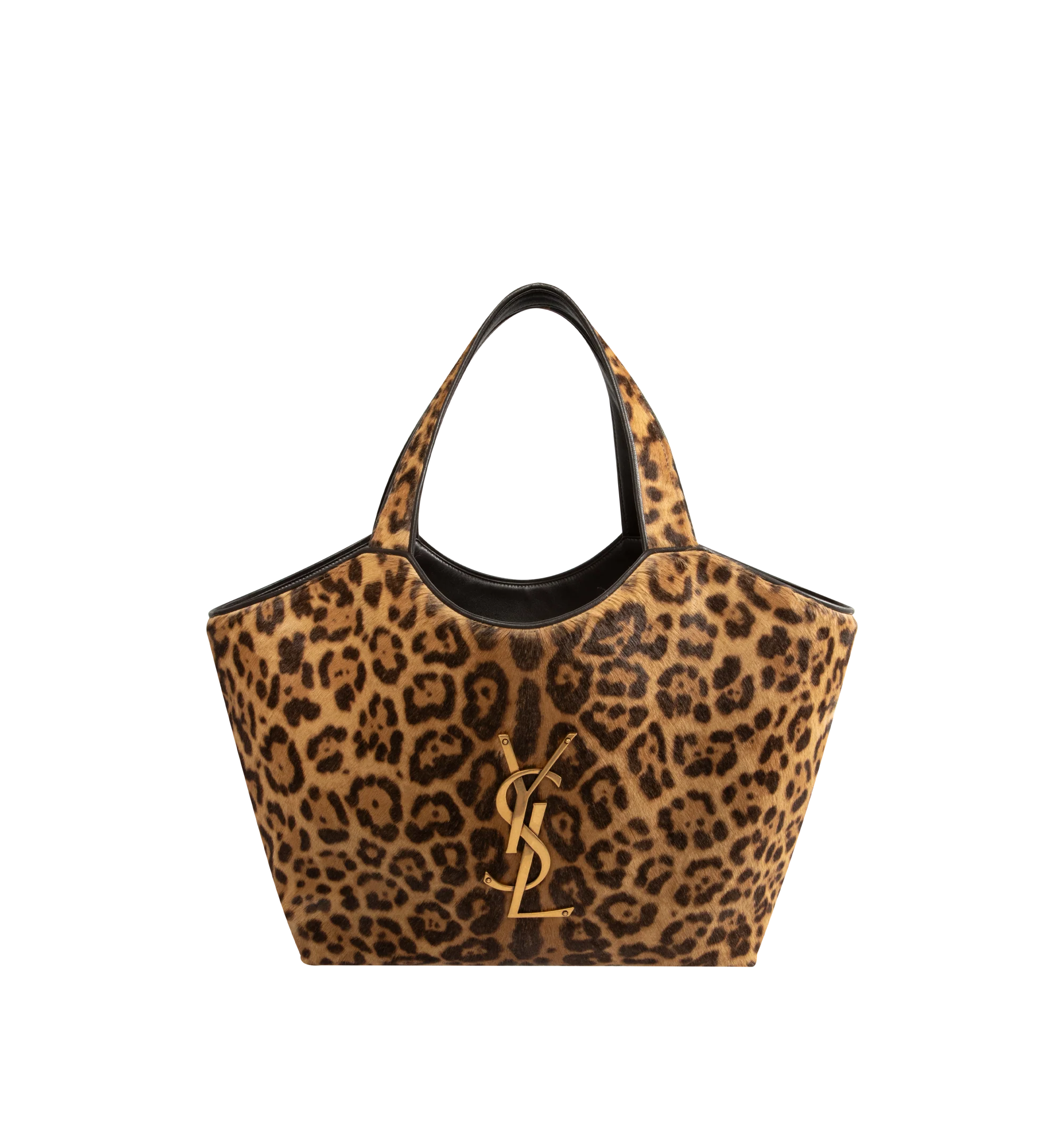 Image 1 of 3 - MULTI - Saint Laurent Icare Medium in Pony Hair Leather is crafted from leopard-print pony hair calfskin and features the houses iconic Icare silhouette in a versatile medium size. Designed for multiple carrying options, this spacious handbag is finished with leather lining and bronze-tone hardware. Fits a large phone, wallet, keys, and everyday essentials. Main Material: Calfskin. Hardware: Brass. Lining: Leather. Dimensions: 31-46 x 28 x 5-15 cm / 12.2-18.1 x 11 x 2-5.9 in. Handle Drop: 20