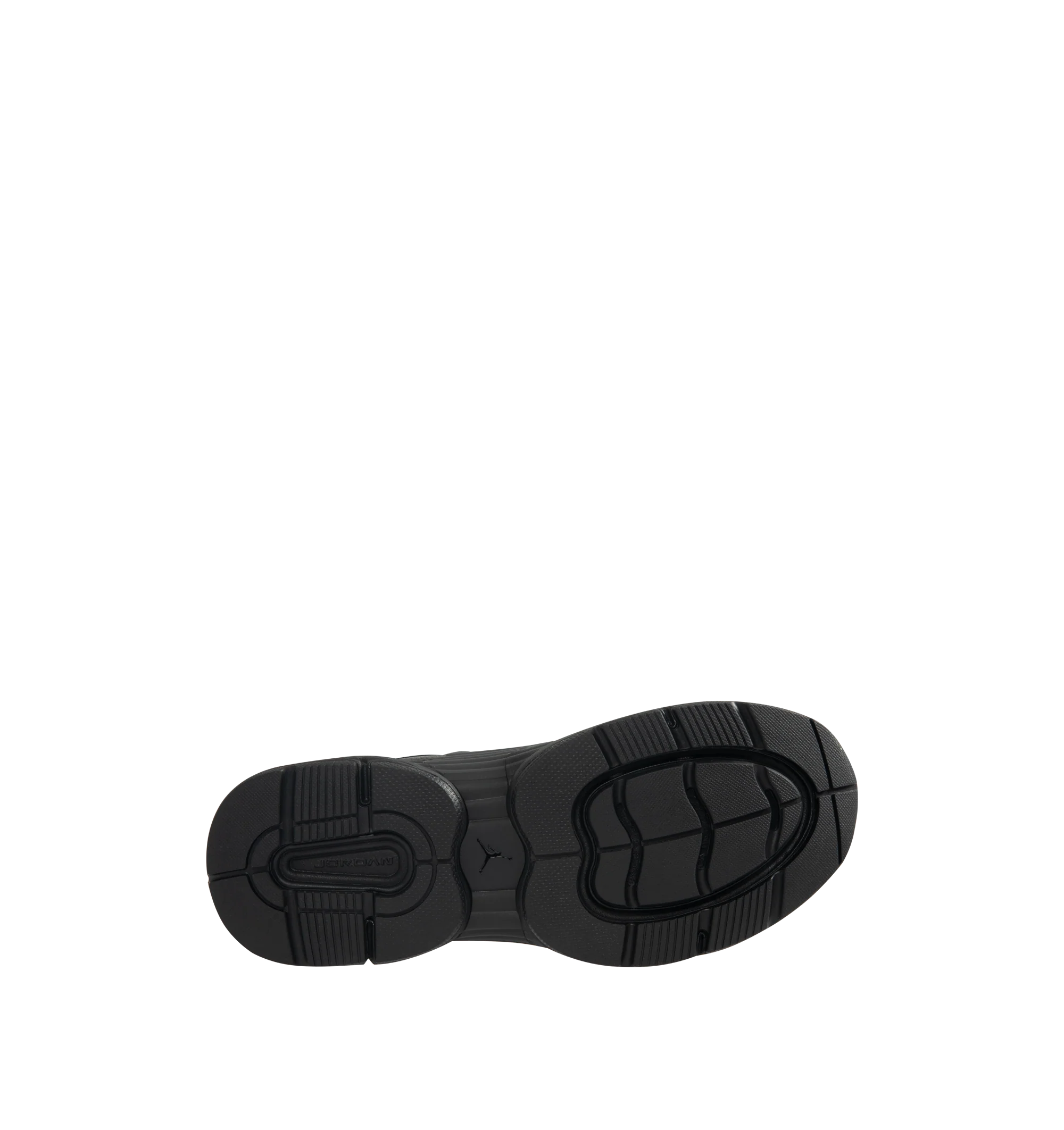 Image 4 of 5 - BLACK - Men's Jordan Trunner O/S SP Sneakers feature a leather upper with synthetic overlays, molded midfoot support wings, and signature Jordan branding for a modern athletic look. These lifestyle sneakers combine responsive Cushlon 3.0 foam cushioning, a lightweight foam midsole, and a durable rubber outsole for exceptional comfort, stability, and everyday traction. Main Material: Leather and Synthetic. Midsole: Foam with Cushlon 3.0 Cushioning. Sole: Rubber.