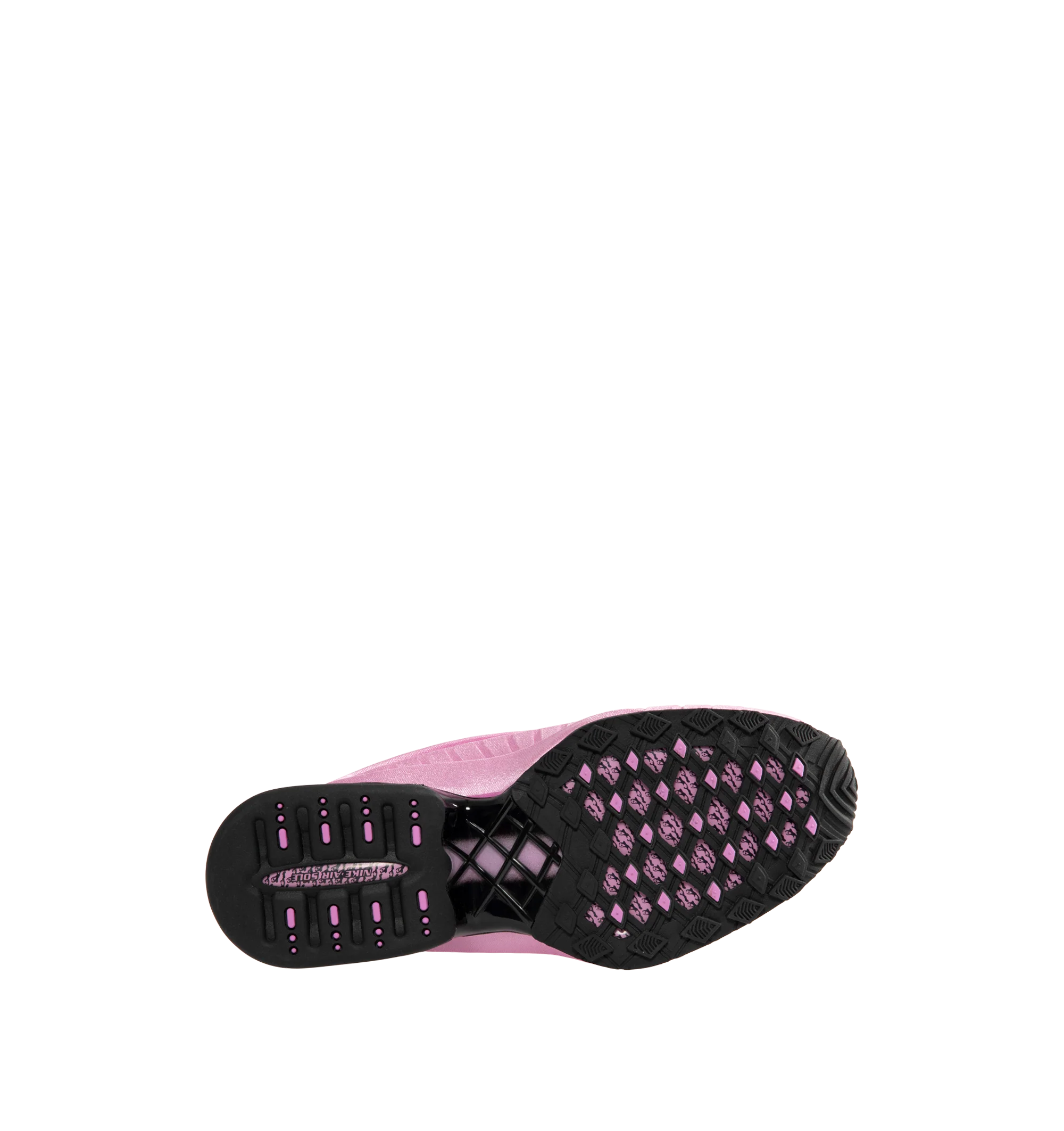 Image 4 of 5 - PINK - Nike Women's Air Max Dolce Shoes feature a laceless molded upper with an overlay cage and the distinctive Air Max silhouette. Designed for easy slip-on wear, the style is finished with visible Max Air cushioning in the heel for lightweight support and comfort. A foam midsole provides additional cushioning with every step. Midsole: Foam. Cushioning: Visible Max Air Unit. Closure: Slip-On.  