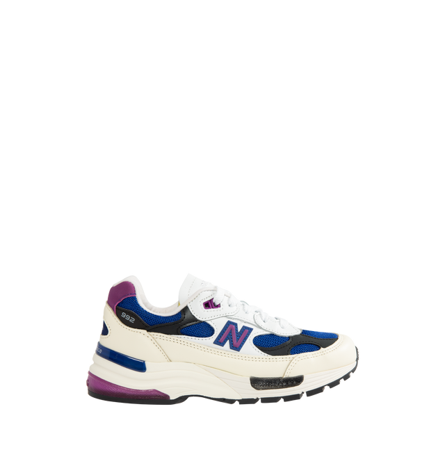 Image 1 of 5 - MULTI - NEW BALANCE Made in USA 992 Sneaker featuring mesh upper, leather and synthetic overlays, ABZORB cushioning at heel and forefoot, ENCAP midsole cushioning, reflective accents designed to catch the light and TPU back tab.