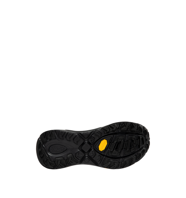 Image 4 of 5 - BLACK - HOKA U Mafate Speed 2 Sneaker featuring mesh and textile upper with Vibram sole, lace-up front, compression molded EVA midsole and back pull-tab.