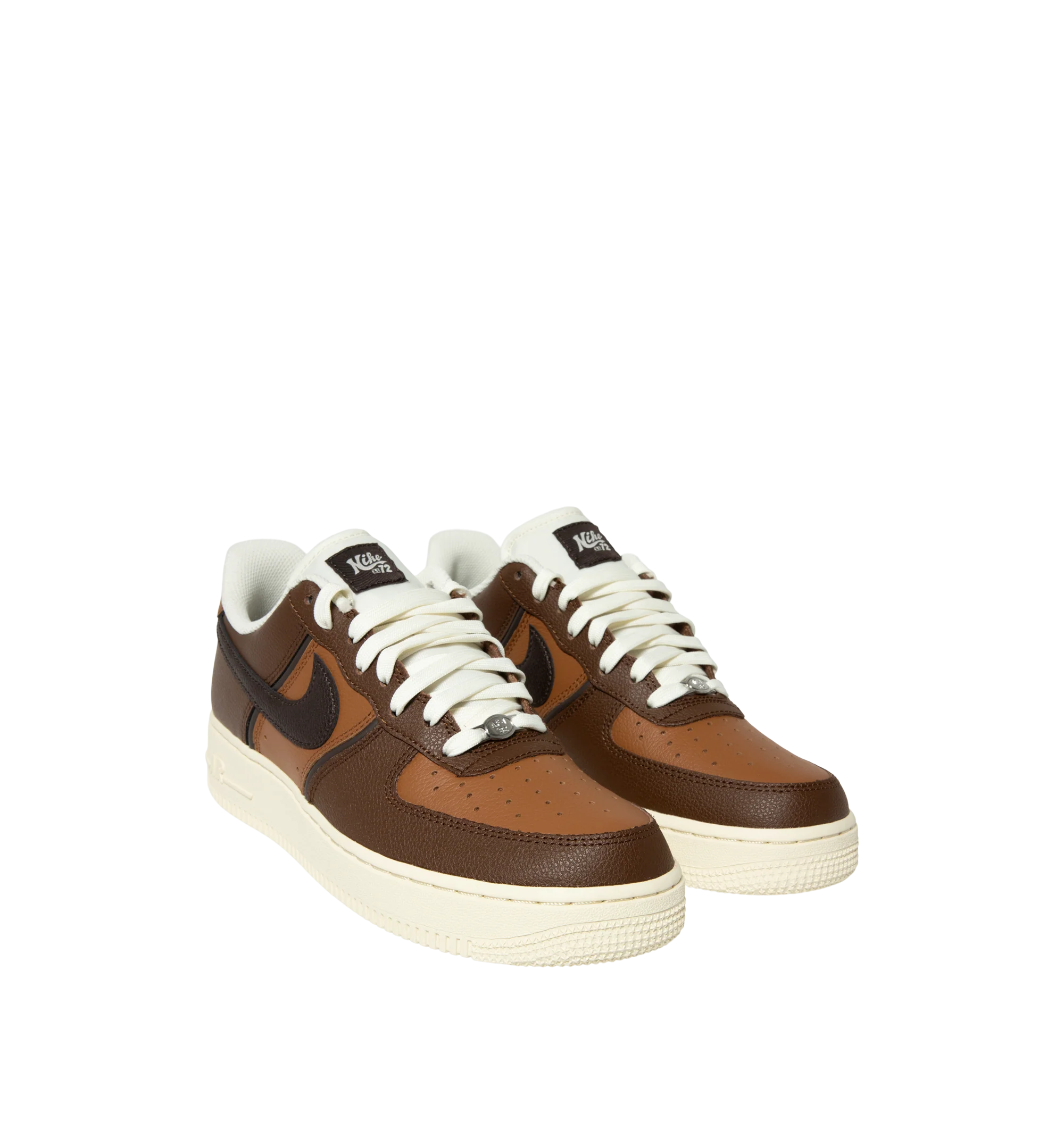 Image 2 of 5 - BROWN - Nike Men's Air Force 1 '07 LV8 Sneaker featuring classic silhouette with genuine and synthetic leather upper with perforated toe box, Nike Air unit, rubber outsole with classic pivot circles and padded collar. 