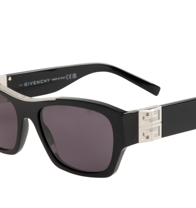 Image 3 of 3 - BLACK - GIVENCHY Square Logo Sunglasses featuring solid lenses, temple top of the front logo details and square frame. Acetate. 100% UV protection. Made in Italy.