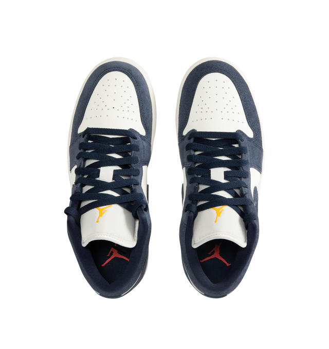 Image 5 of 5 - NAVY - JORDAN Air Jordan 1 Low SE Sneaker featuring leather in the upper, encapsulated Nike Air-Sole unit, rubber in the outsole, Wings logo on heel and Jumpman on the tongue. 