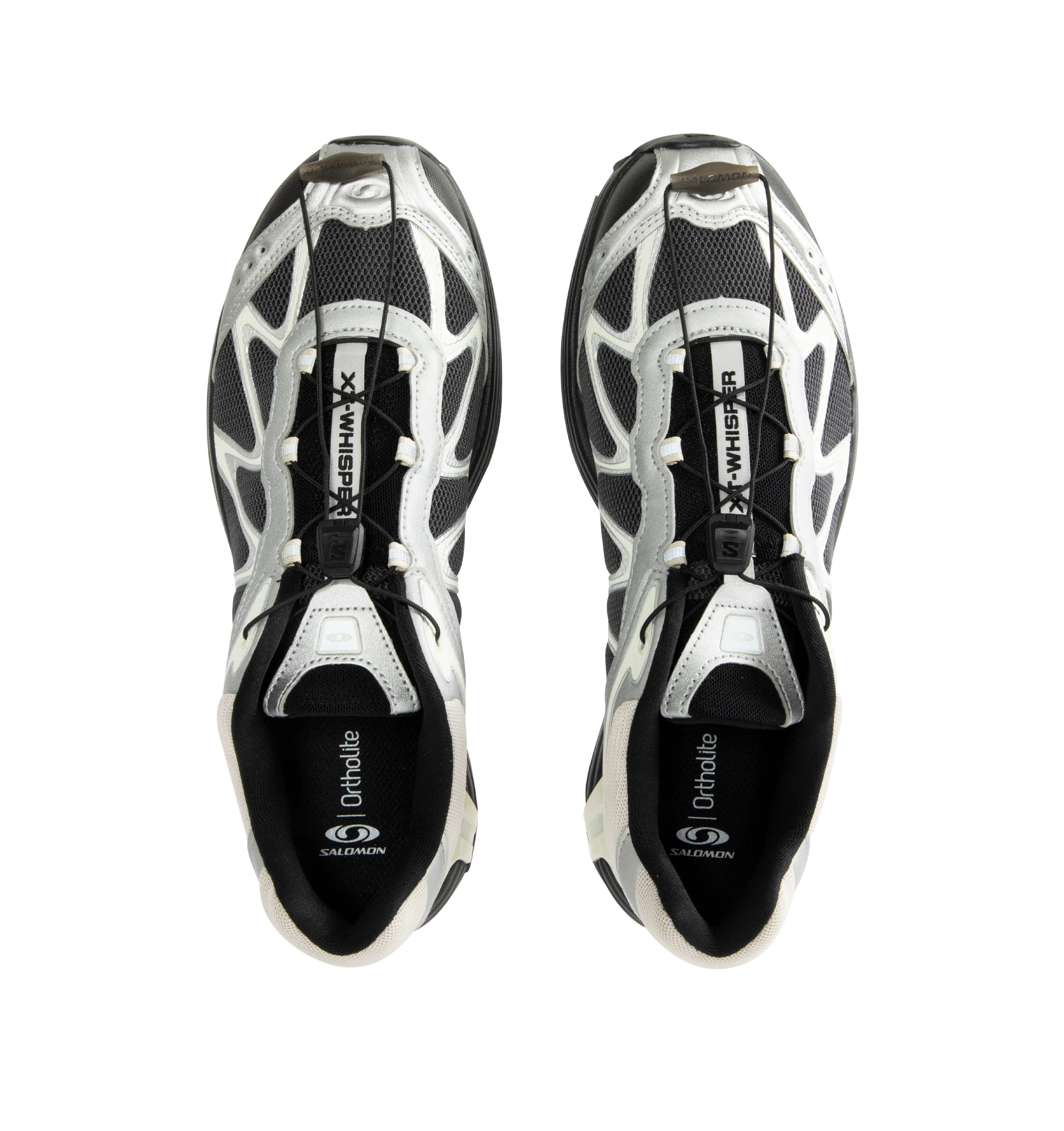 Image 5 of 5 - BLACK - SALOMON XT-Whisper Sneaker featuring textile and synthetic upper, quickLACE, agileChassis System, OrthoLite diecut sockliner, textile lining, anti-debris mesh, chevron lugs and mud contaGRIP.
