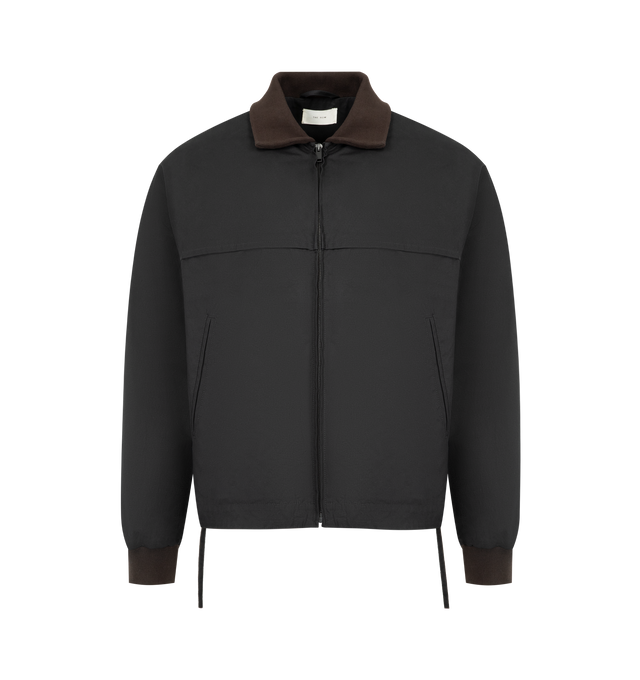 Image 1 of 3 - BLACK - THE ROW Mantis Jacket in crisp Japanese cotton gabardine with ribbed collar and cuffs, slant besom pockets and front zipper closure. 100% cotton. Made in Italy.