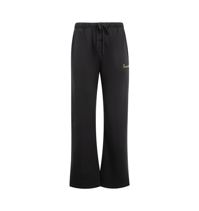 Image 1 of 3 - BLACK - FEAR OF GOD ESSENTIALS Training Classic Flare Sweatpant featuring 390GSM core fleece, relaxed silhouette extends into a flared leg, encased elastic waistband with elongated drawcords, side seam pockets, puff-printed Essentials training logo on the leg and an Essentials signature label at the center front. 80% cotton, 20% polyester.