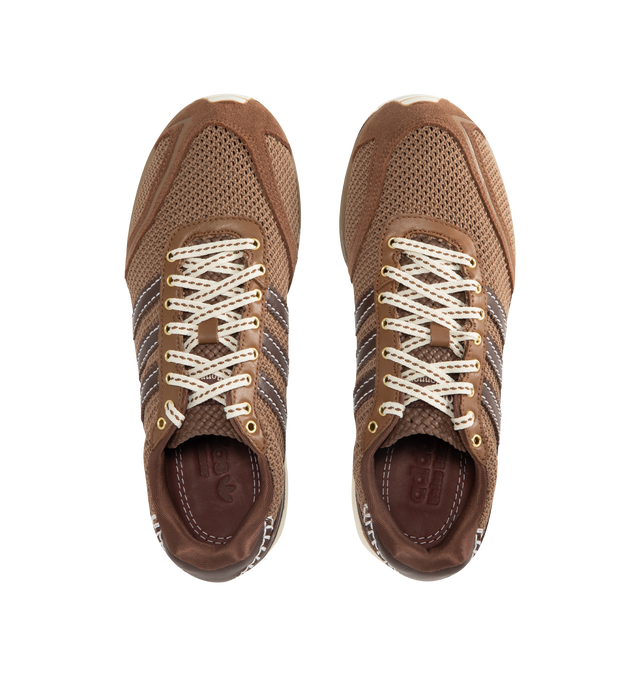 Image 5 of 5 - BROWN - ADIDAS x Wales Bonner Adizero Adios Mesh Sneaker featuring regular fit, leather and textile upper, textile sockliner and rubber outsole. Made in Vietnam. 