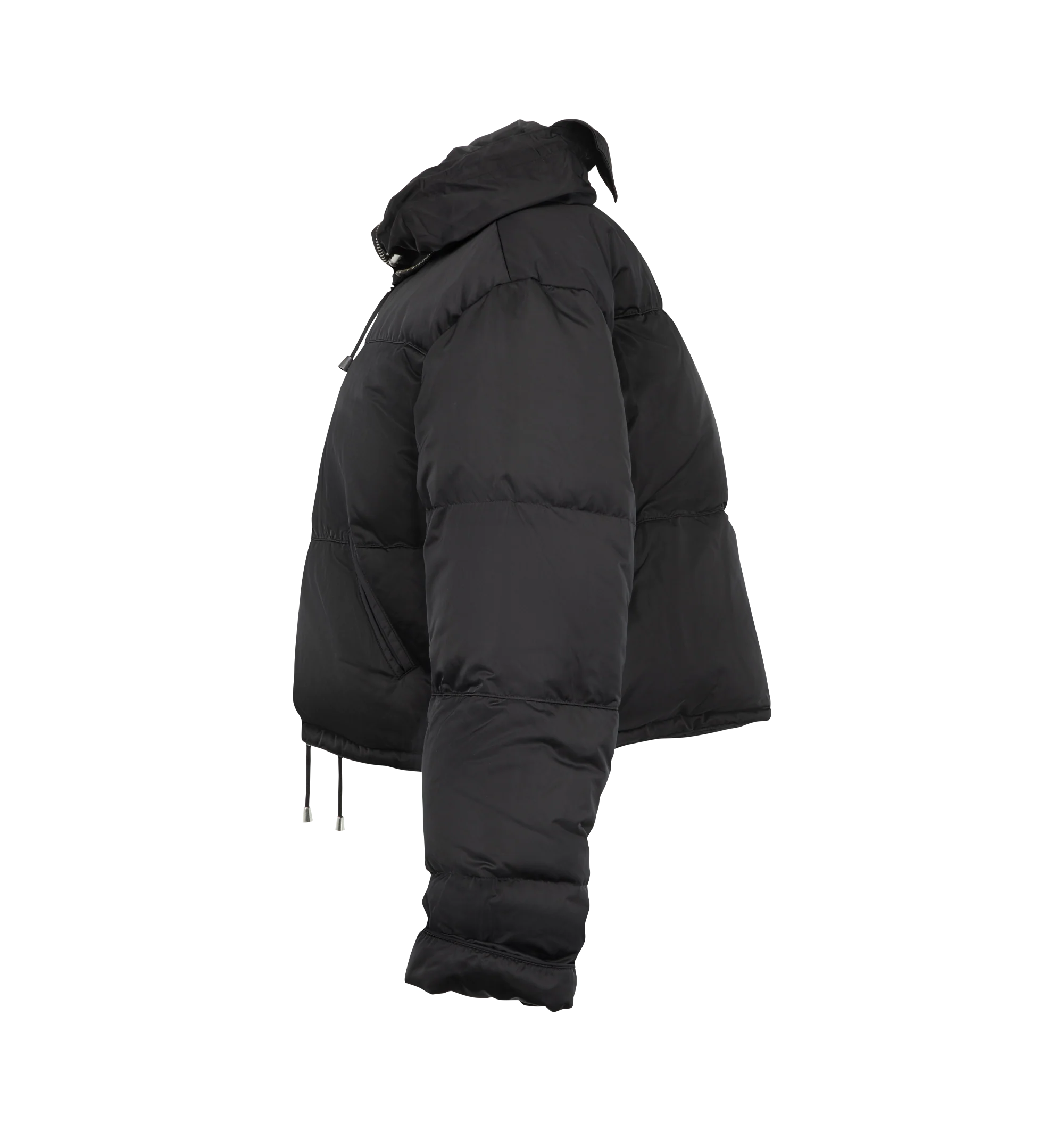 Image 3 of 3 - BLACK - Isabel Marant Women's Rilja Down Jacket is crafted from black technical fabric and features a boxy, hip-length silhouette with dropped shoulders, relaxed sleeves, horizontal quilting, and a full-length metal zipper closure. Main Material: 100% Polyester. Lining: 100% Polyester. Filling: 90% Down, 10% Feathers.