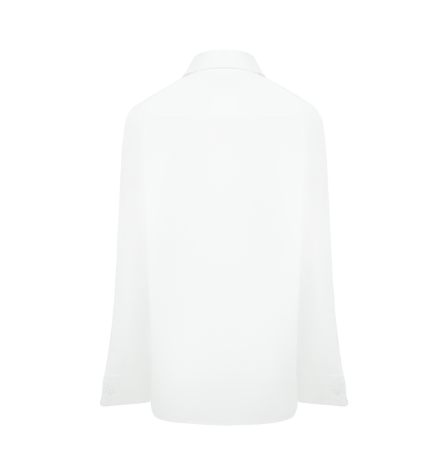 Image 2 of 2 - WHITE - Saint Laurent oversized buttoned shirt in cotton poplin featuring a pointed collar, exaggerated shoulders, french cuffs with one-button placket and shoulder boning.100% Cotton. Made in Italy. 