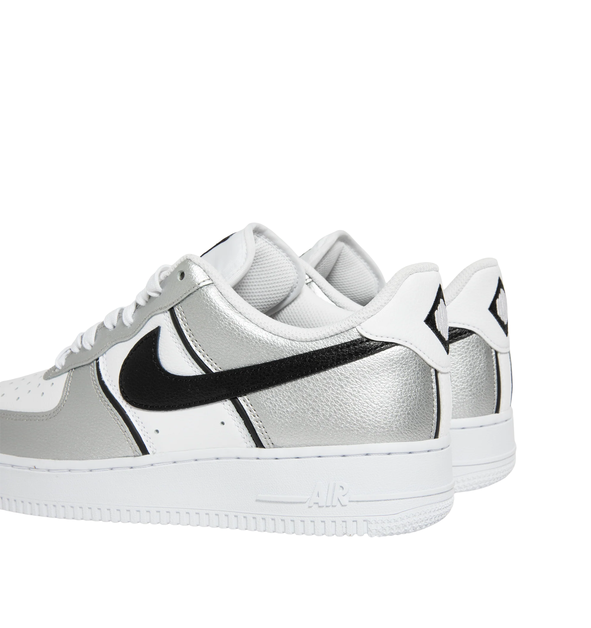 Image 3 of 5 - SILVER - Nike Men's Air Force 1 '07 LV8 sneaker features a padded collar, leather and textile upper, textile lining and rubber sole.