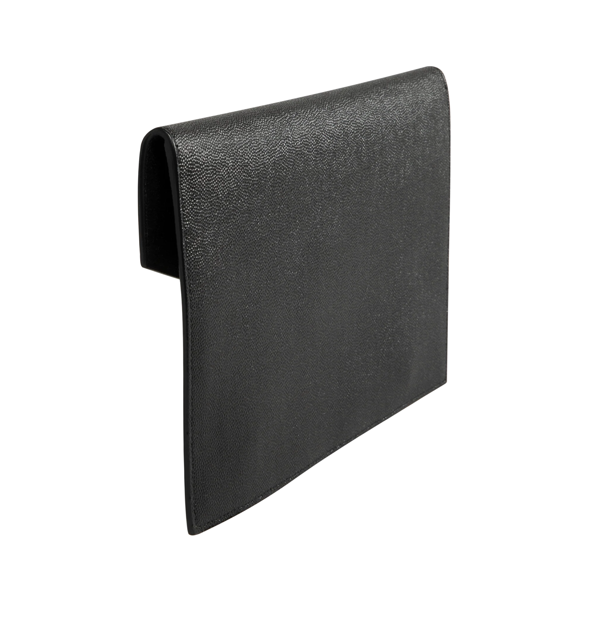 Image 2 of 3 - BLACK - SAINT LAURENT Uptown Envelope Pouch in grained calfskin leather with magnetic snap closure and metal logo hardware. 10.6 X 6.2 X 0.7 inches. 100% calfskin leather. Made in Italy.