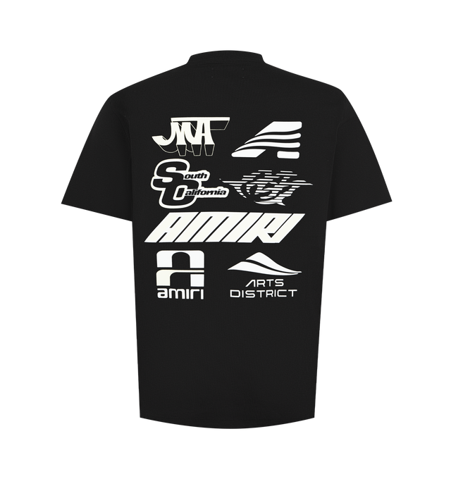 Image 2 of 2 - BLACK - AMIRI Sporty LJ Reg T-shirt featuring cotton jersey, logo graphic and text printed at chest and back, rib-knit crewneck and dopped shoulders. 100% cotton. Made in Italy.