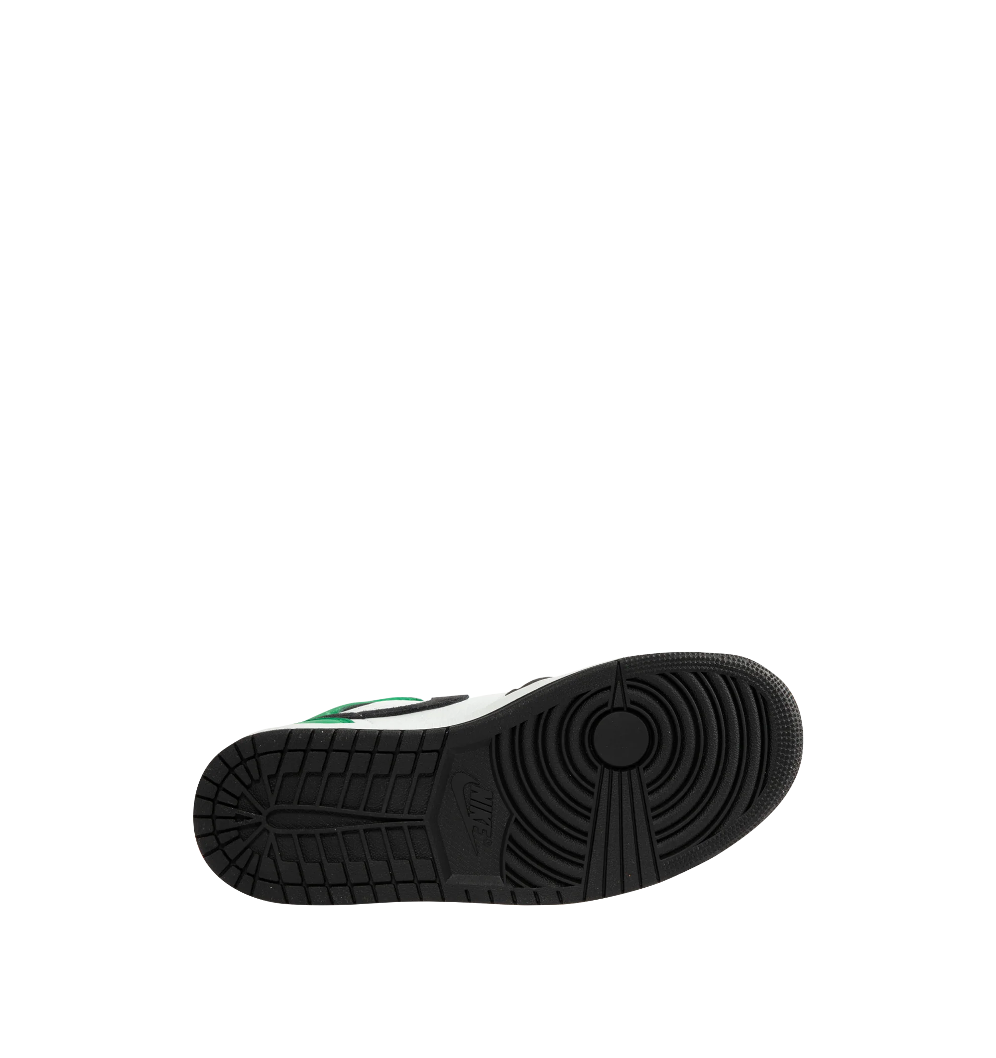 Image 4 of 5 - GREEN - Men's Air Jordan 1 Mid SE Sneakers feature a genuine leather upper with the iconic mid-top silhouette, signature Wings branding, and a stitched Swoosh for a timeless heritage look. These lifestyle sneakers combine encapsulated Air-Sole cushioning, a padded collar, and a durable rubber outsole for lightweight comfort, lasting support, and reliable traction. Main Material: Genuine Leather. Midsole: Encapsulated Air-Sole Unit. Sole: Rubber. 