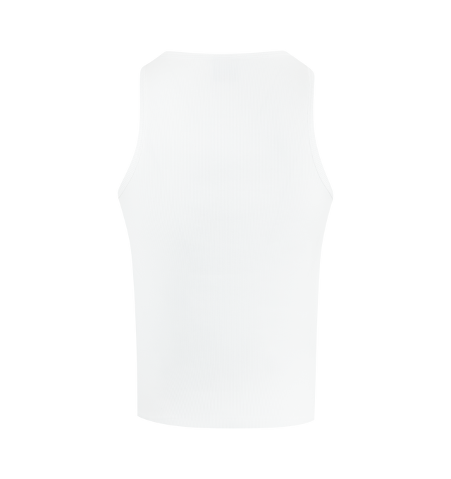 Image 2 of 2 - WHITE - CASABLANCA Ribbed Tank Top featuring sleeveless design, logo at front, scoop neck and slim fit. 98% organic cotton, 2% elastane.